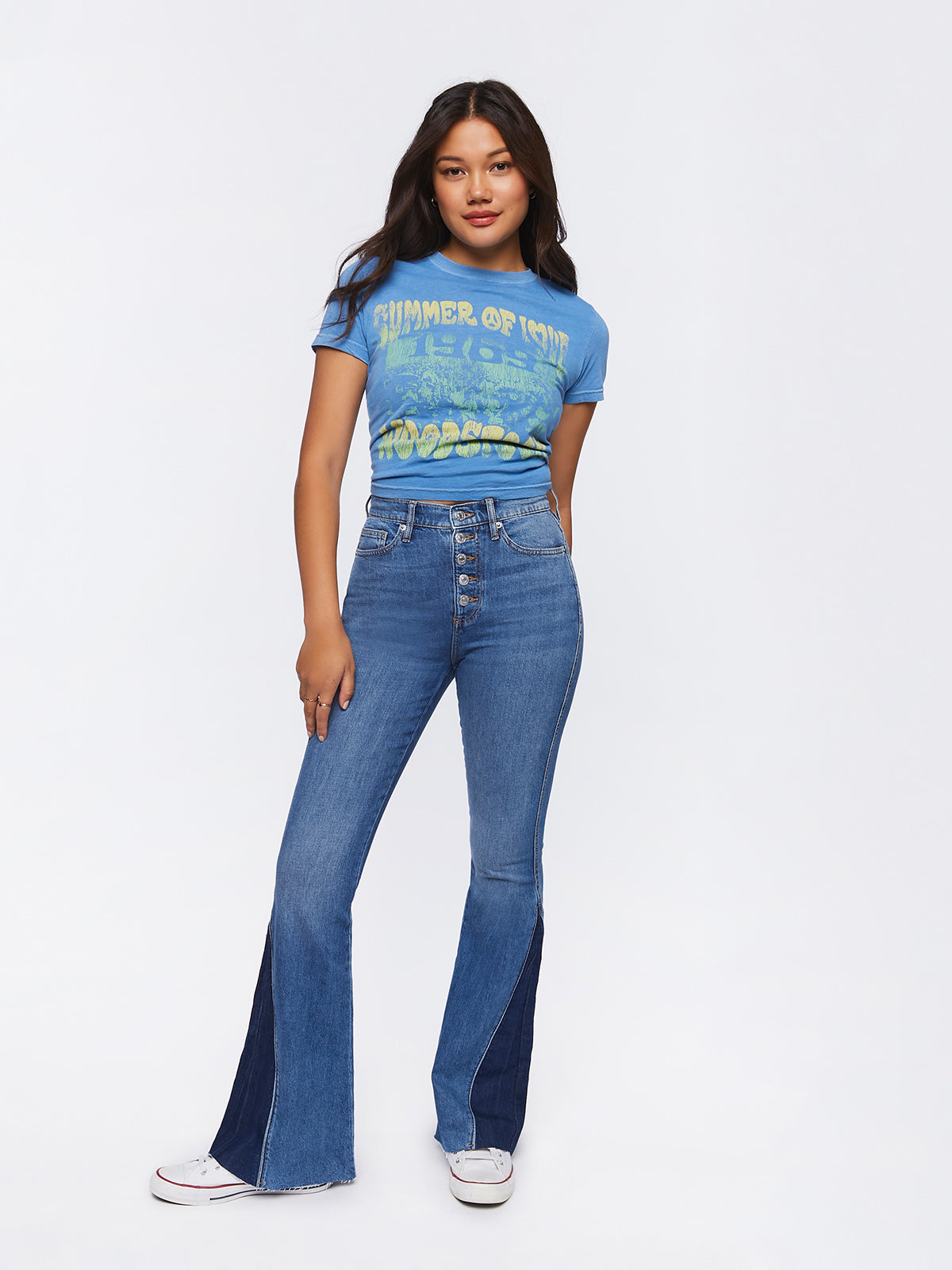 מכנסי ג'ינס פדלפון בשילוב בדים