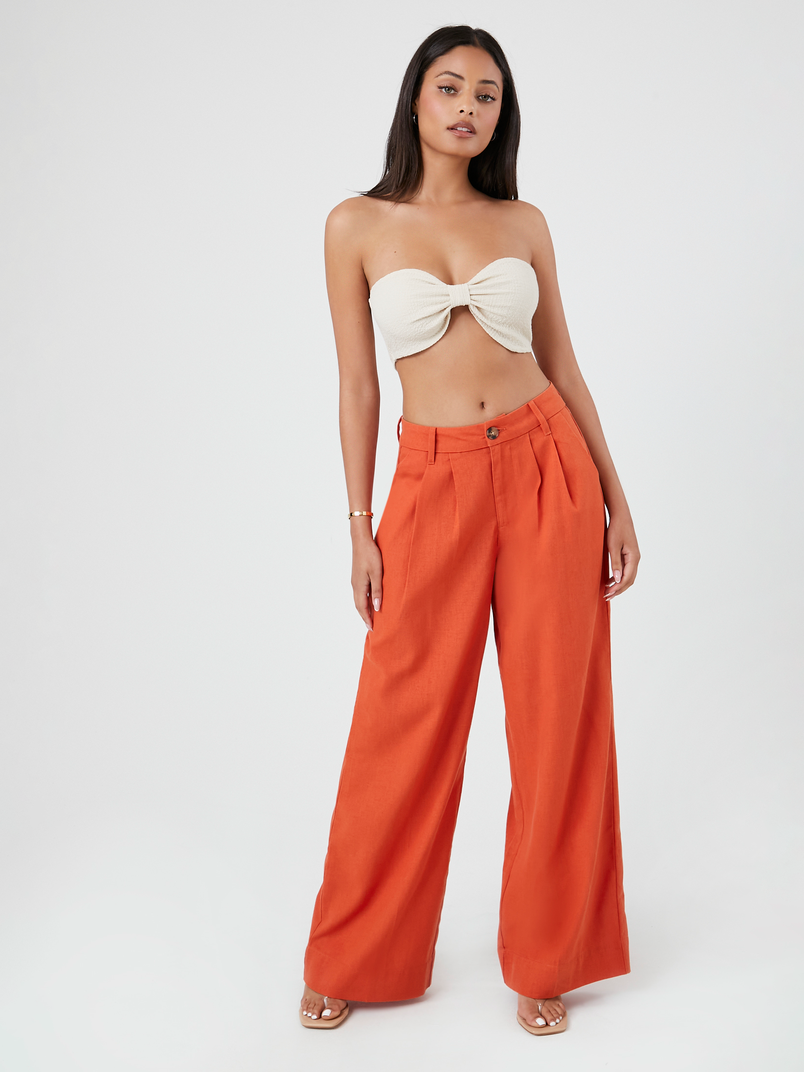 מכנסיים WIDE LEG בשילוב קפלים- FOREVER 21|פוראבר 21