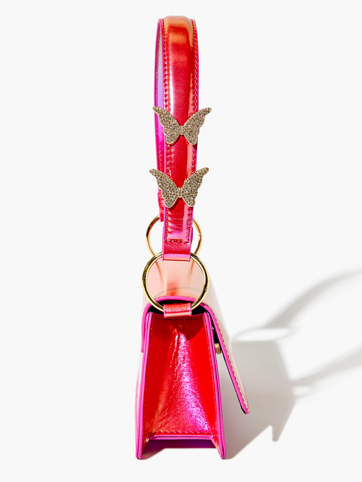 תיק צד מטאלי בשילוב פרפרים