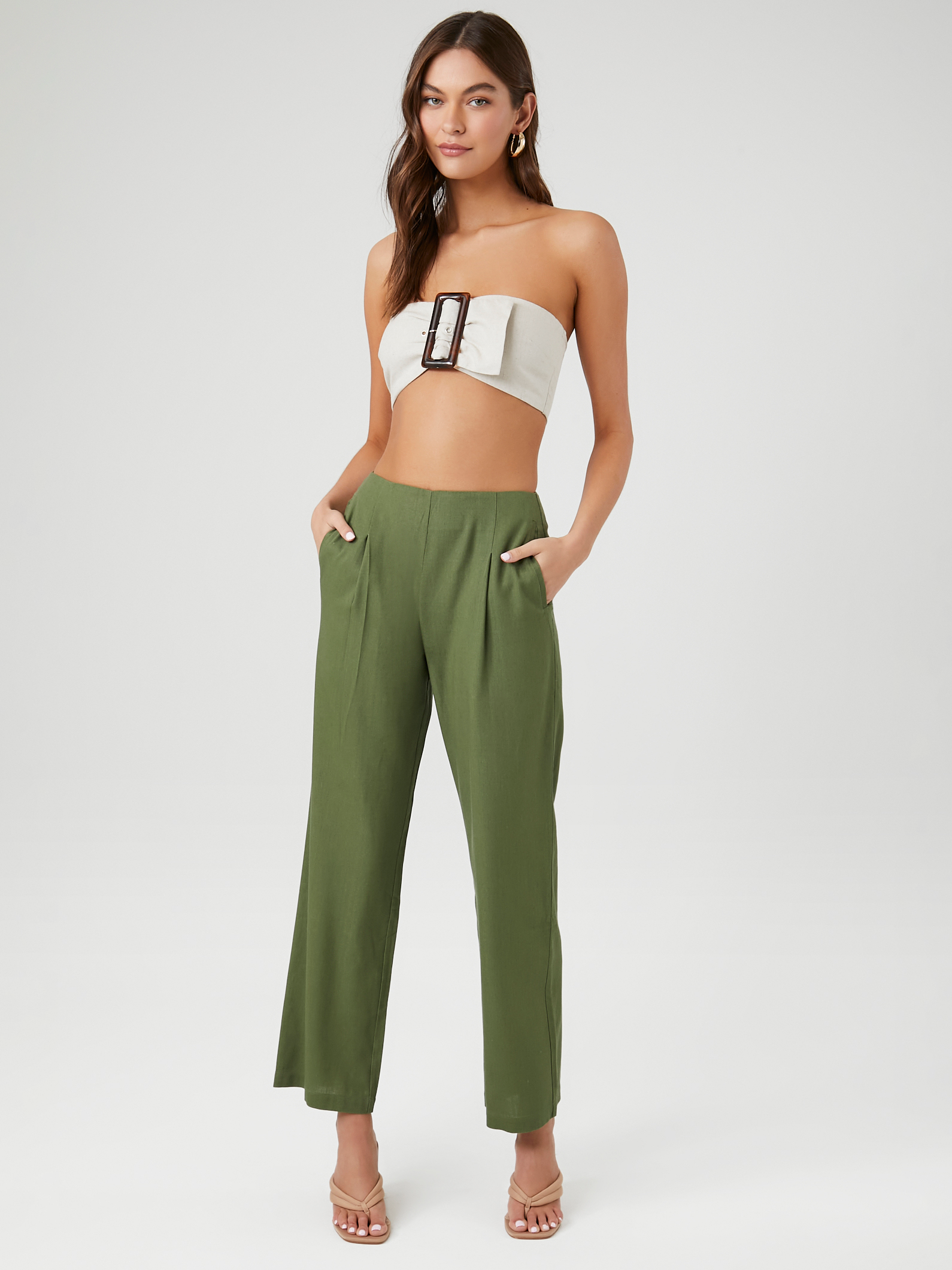 מכנסיים מחוייטים בגזרה ישרה- FOREVER 21|פוראבר 21