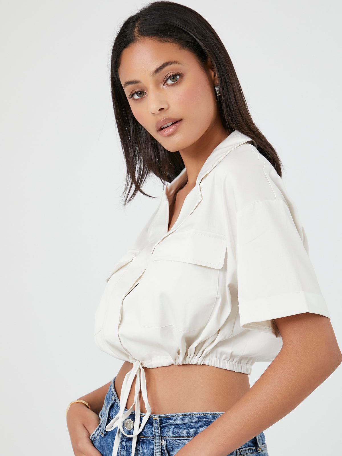 חולצת קרופ מכופתרת