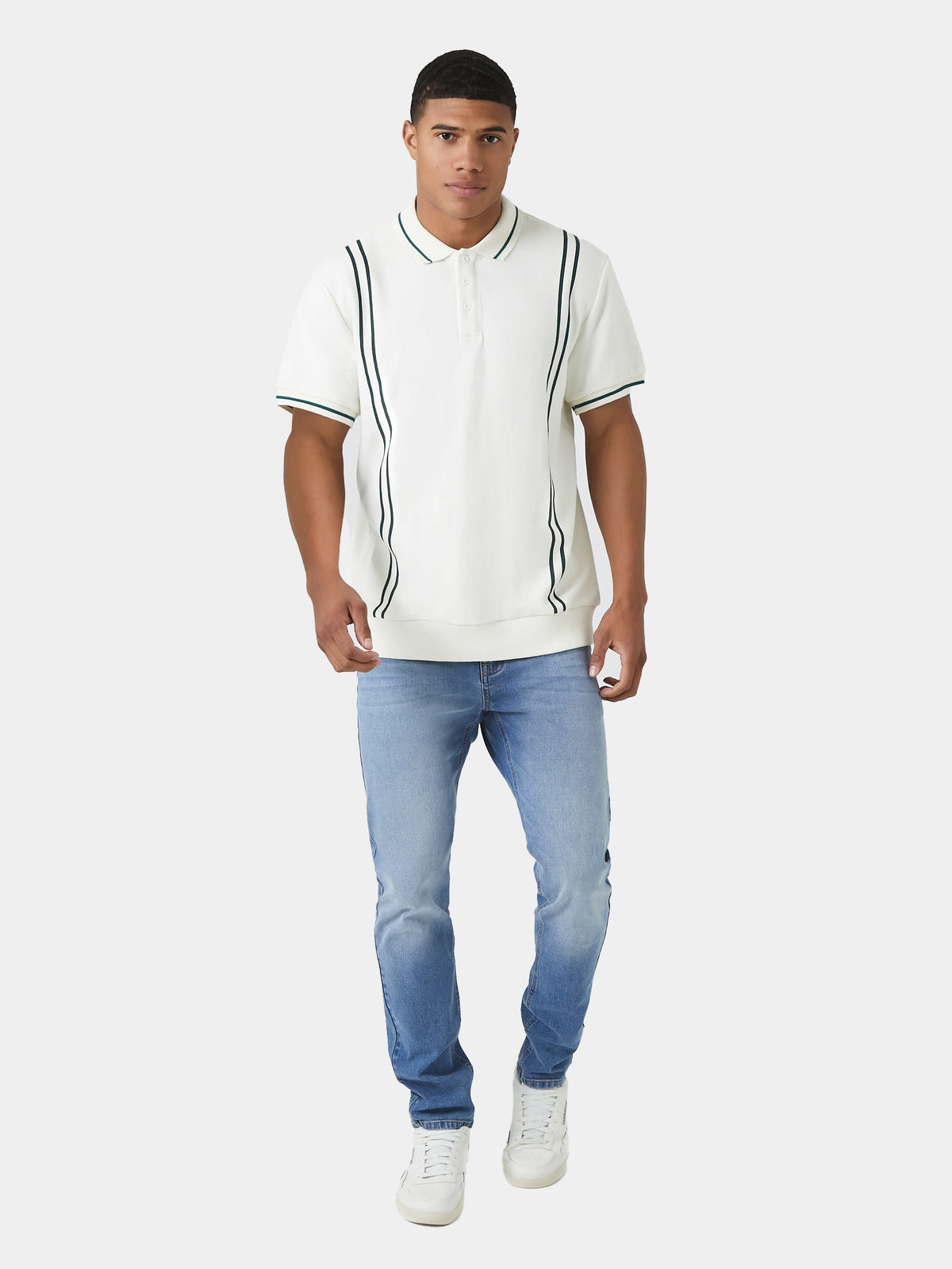 ג'ינס סטרץ' בגזרה צמודה עם אפקט שחיקה ועיצוב חמישה כיסים