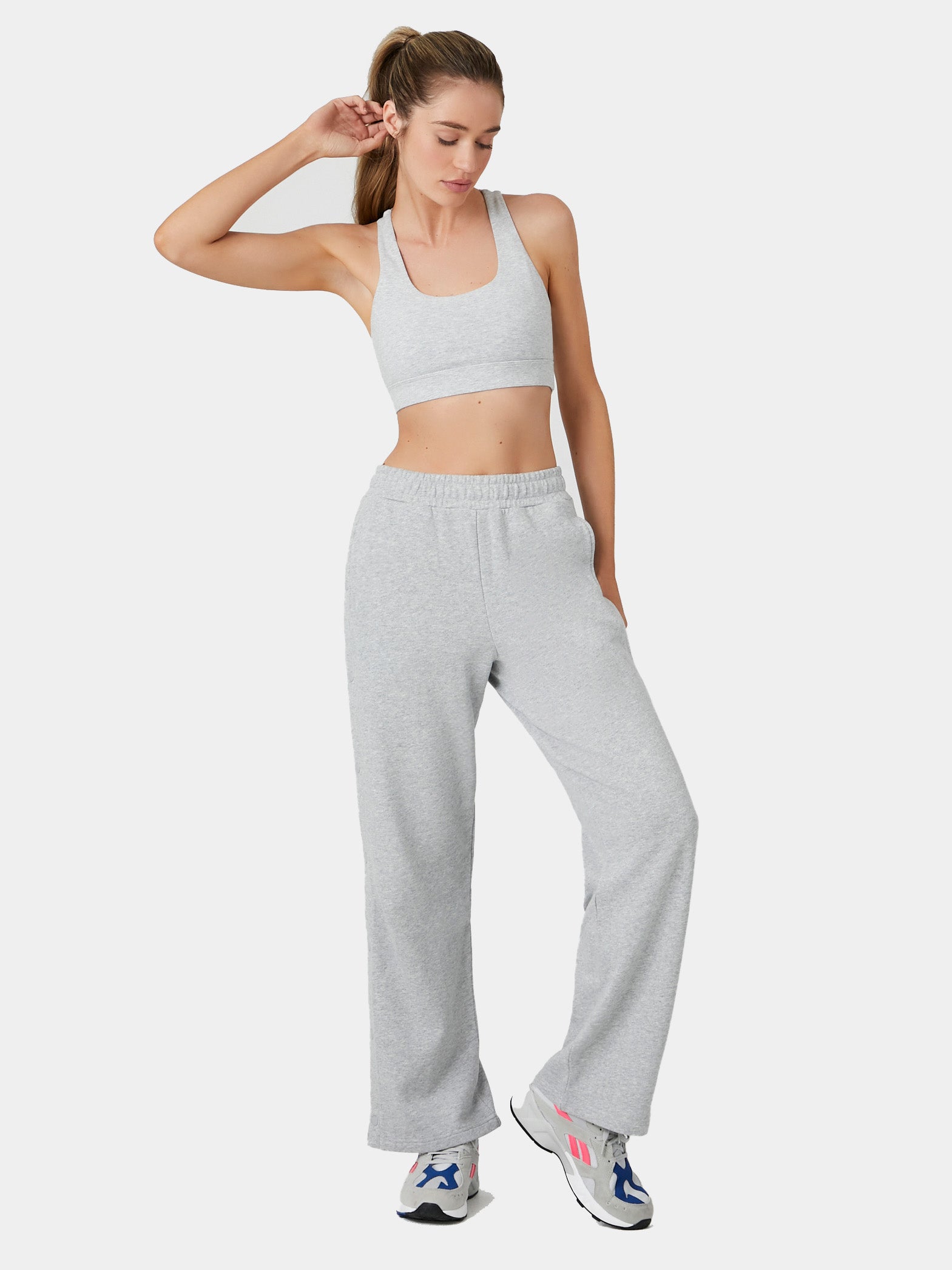 מכנסי פרנץ' טרי ספורטיביים עם מותן גמישה ושסע בקצה- FOREVER 21|פוראבר 21