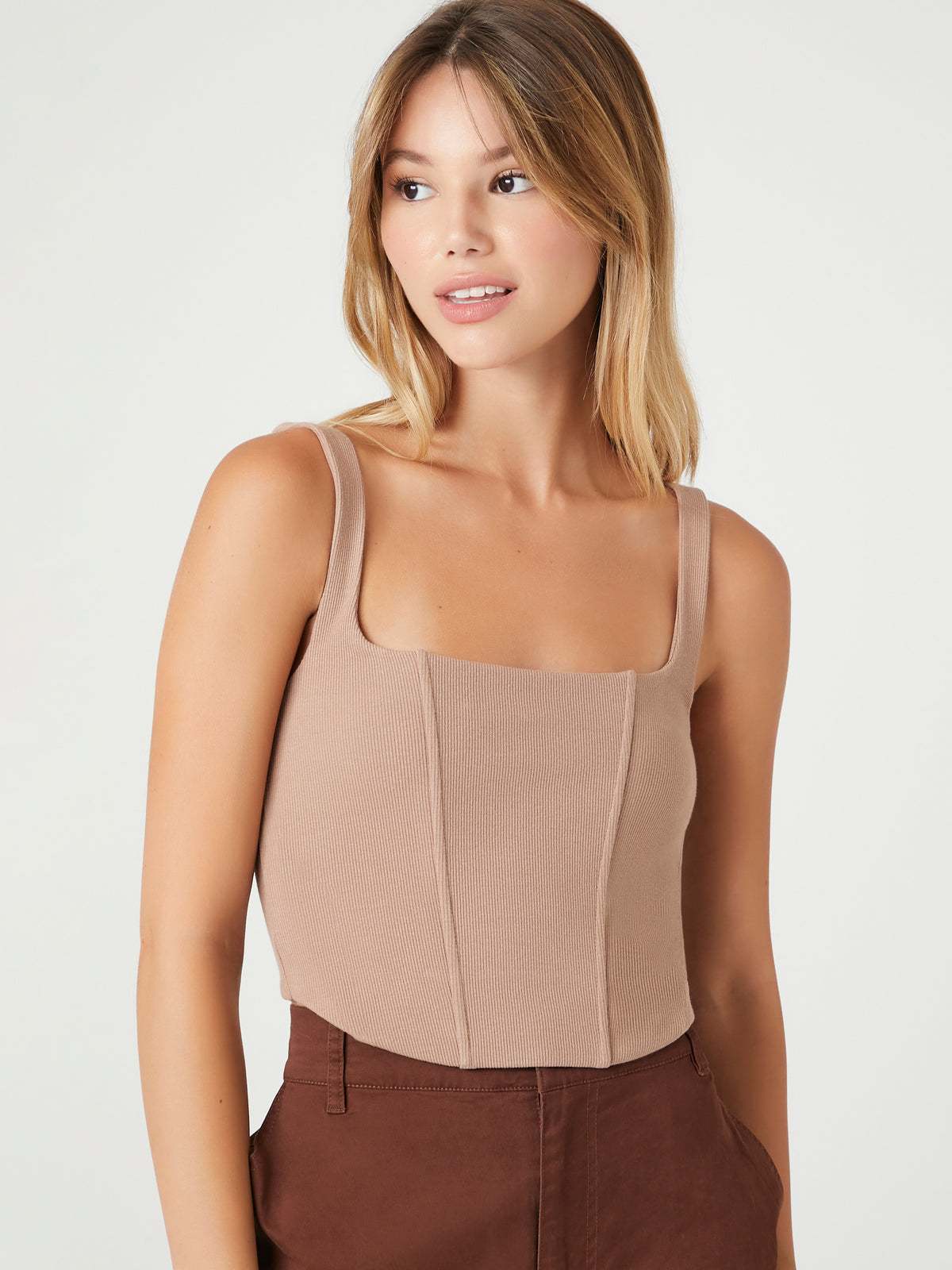 קרופ טופ סרוג בהשראת מחוך עם רוכסן אחורי