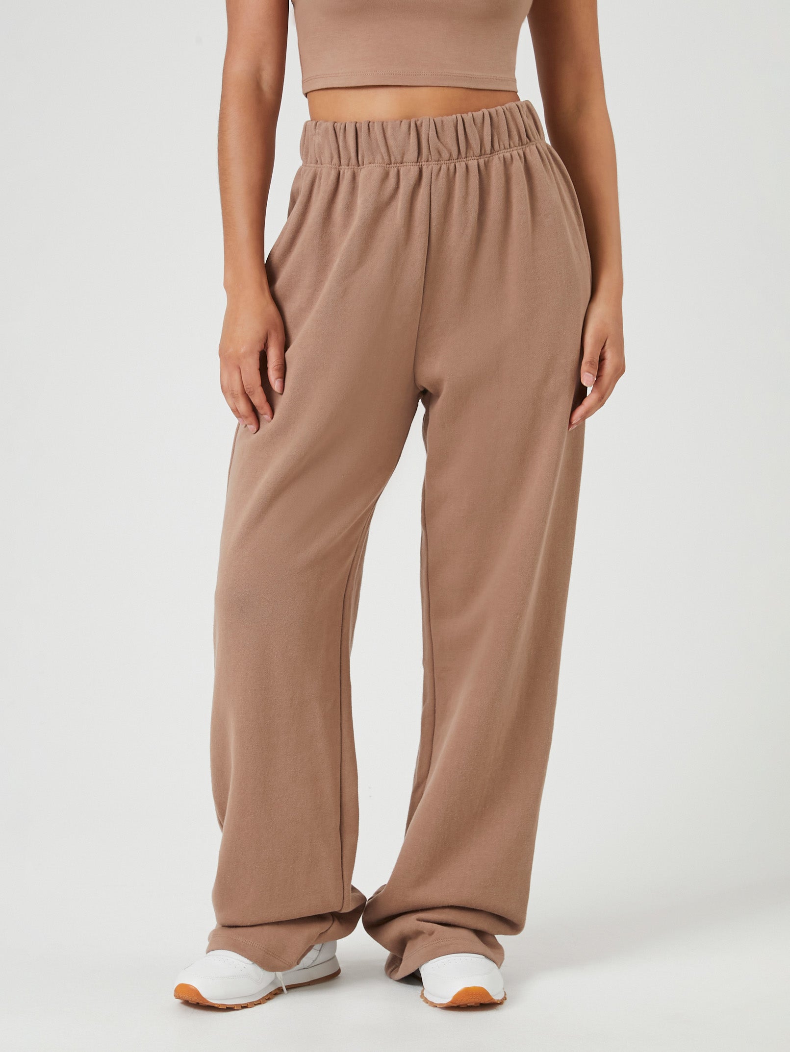 מכנסי פרנץ' טרי רחבים עם מותן גמישה- FOREVER 21|פוראבר 21