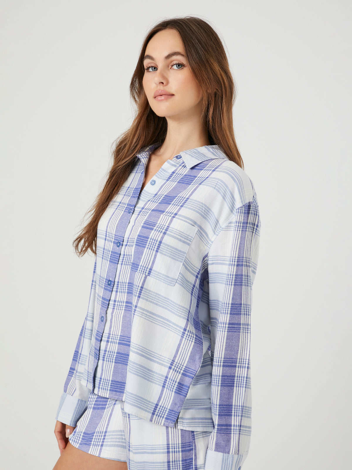 חולצת פיג'מה מכופתרת בדוגמת משבצות