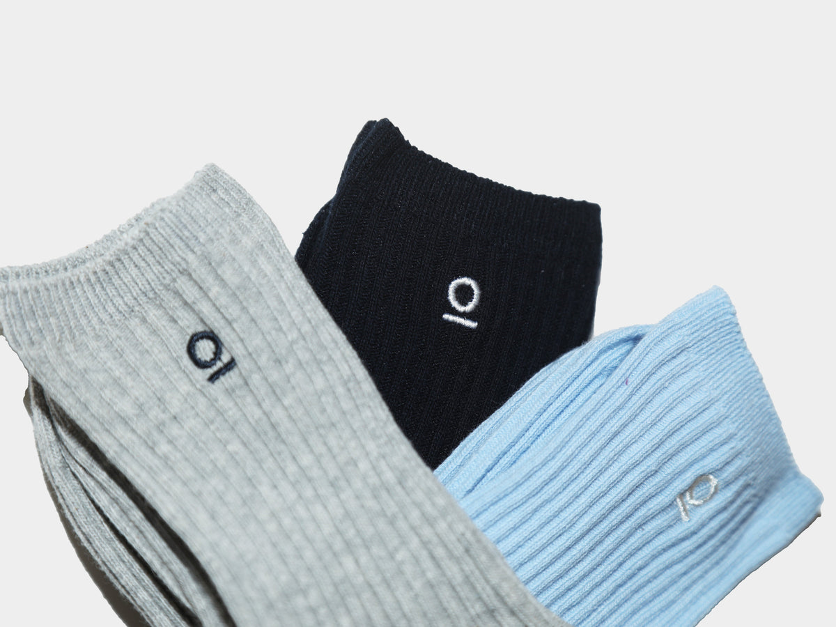 מארז 3 זוגות גרביים חורפיות / כחול-אפור / ילדים יוניסקס