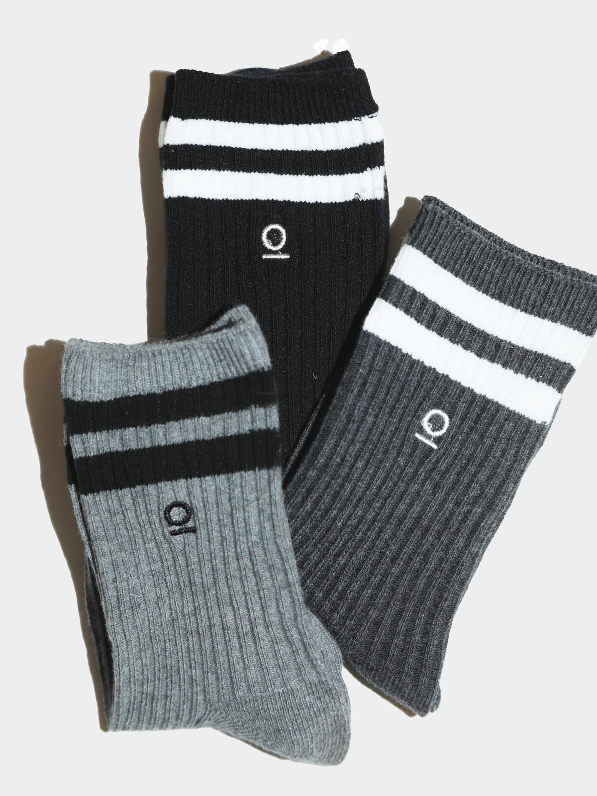 מארז 3 זוגות גרביים ספורטיביות / שחור-אפור / ילדים יוניסקס
