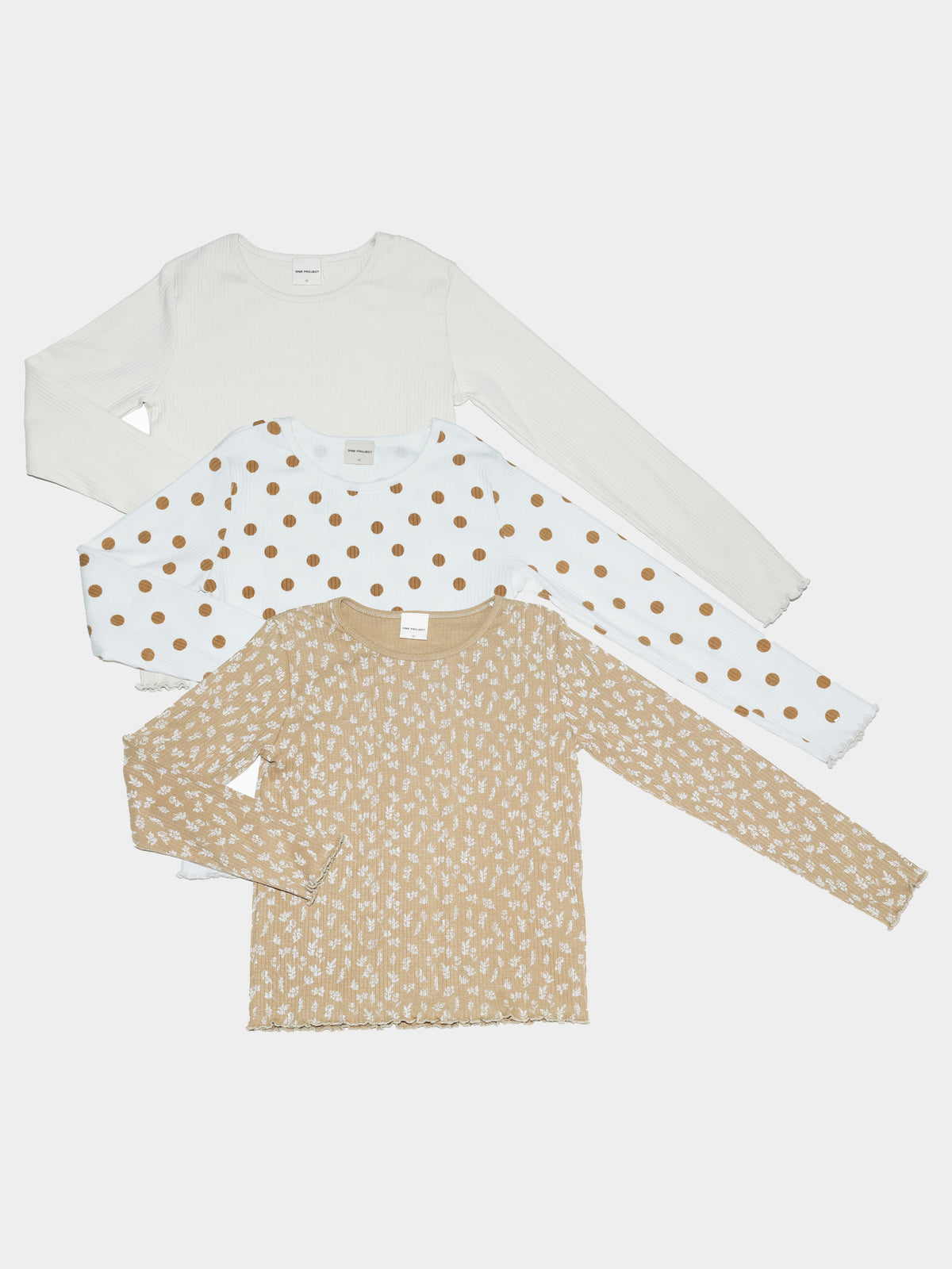 מארז 3 חולצות ריב שרוול ארוך / חום / ילדות