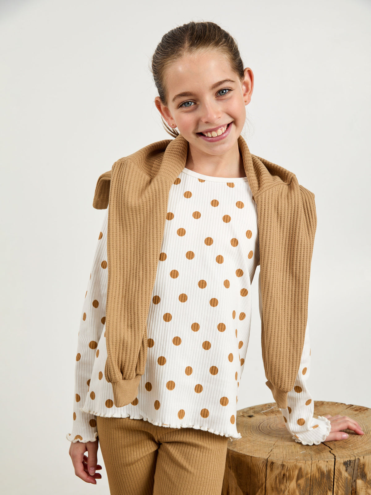 מארז 3 חולצות ריב שרוול ארוך / חום / ילדות