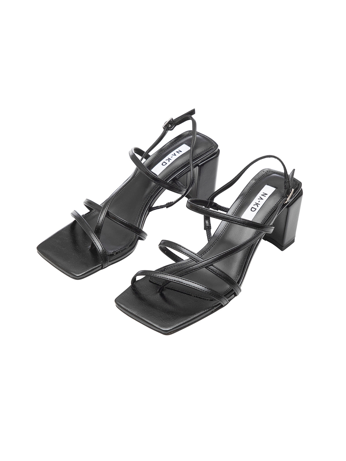 סנדלים עם עקב בלוק ורצועות- NA-KD|נייקד