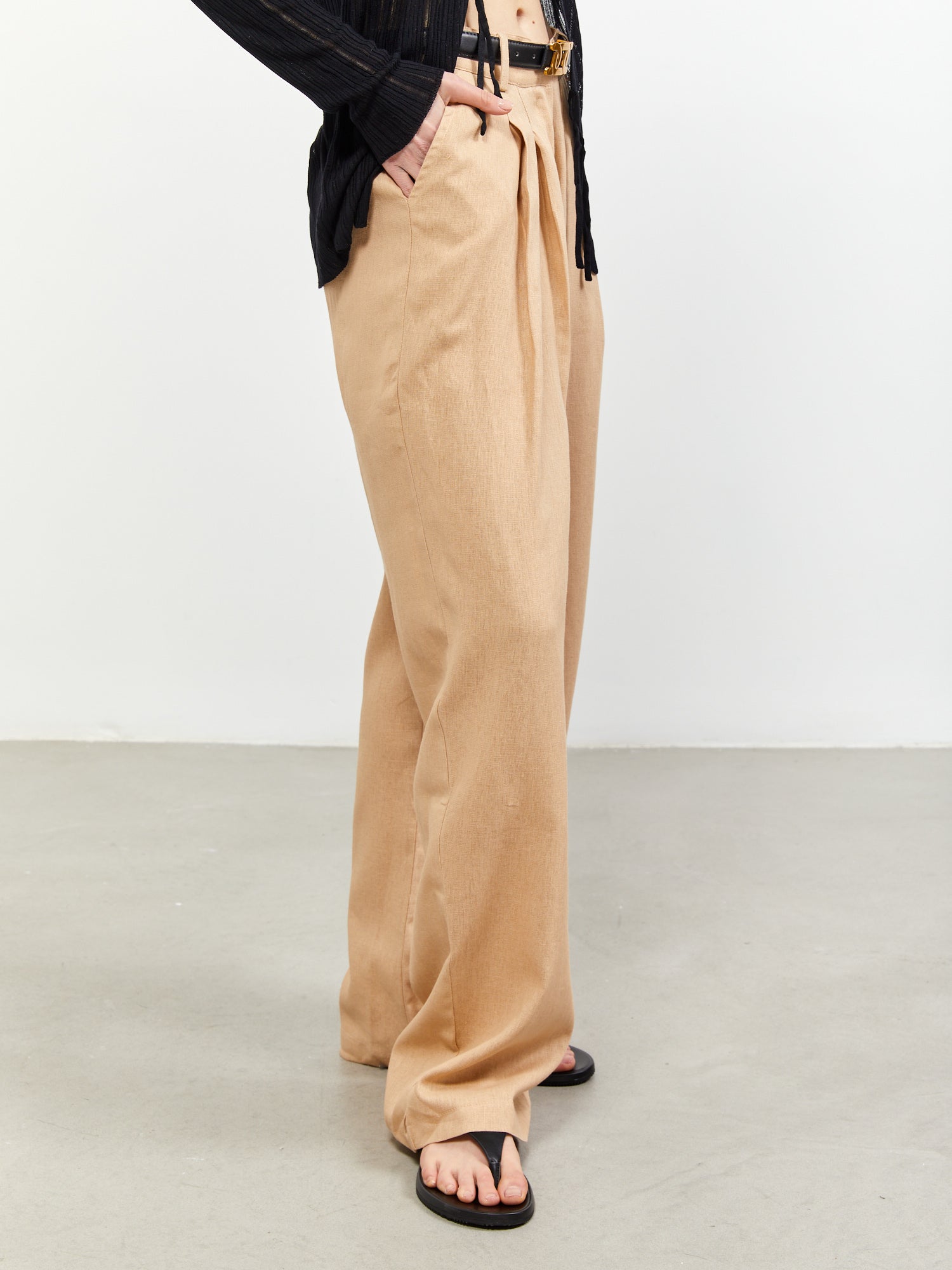 מכנסיים מחוייטים אוברסייז בשילוב פשתן- Style River|סטייל ריבר