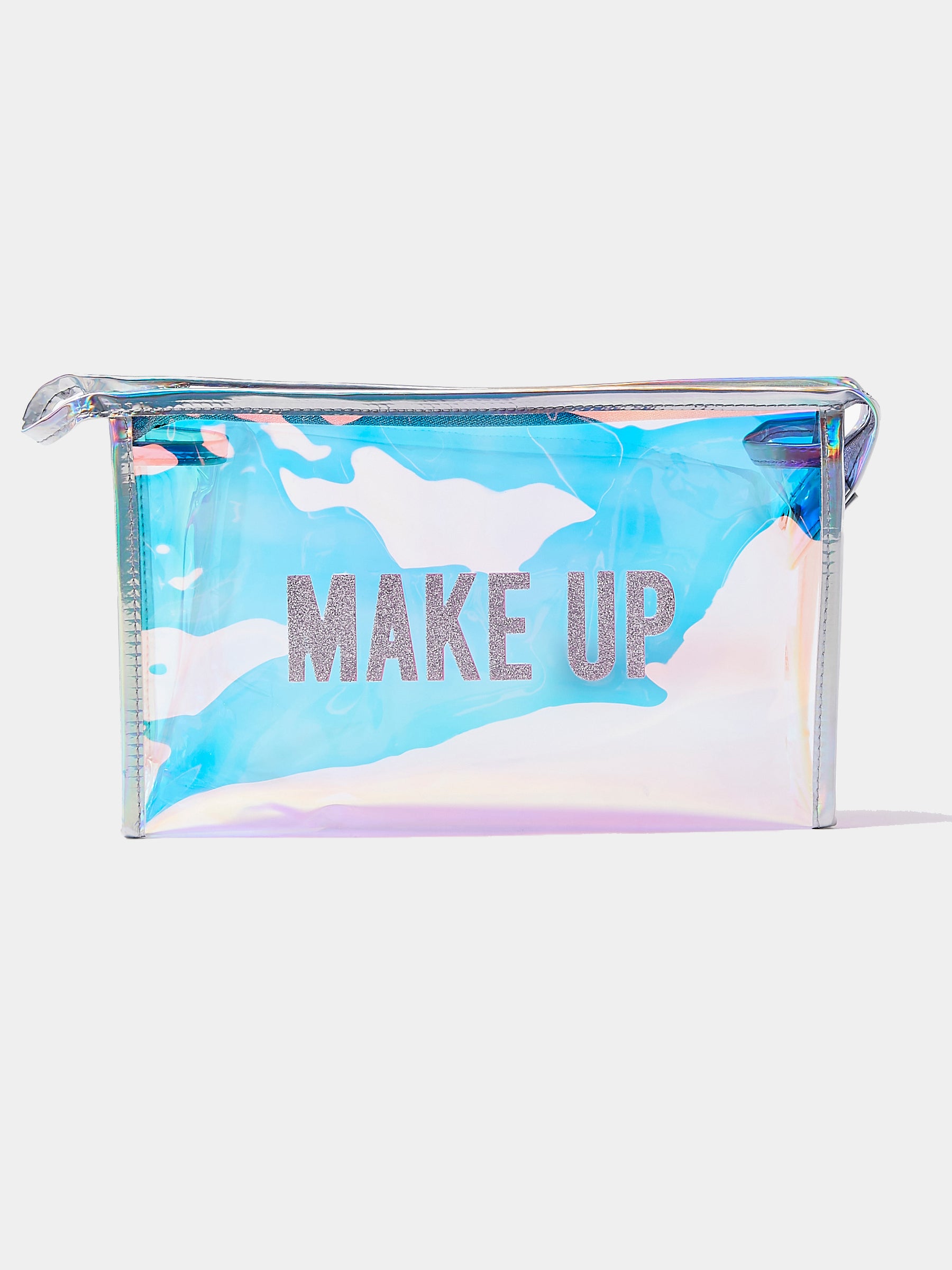 תיק איפור PU עם גימור נוצץ וטקסט מנצנץ "Make Up"- FOREVER 21|פוראבר 21