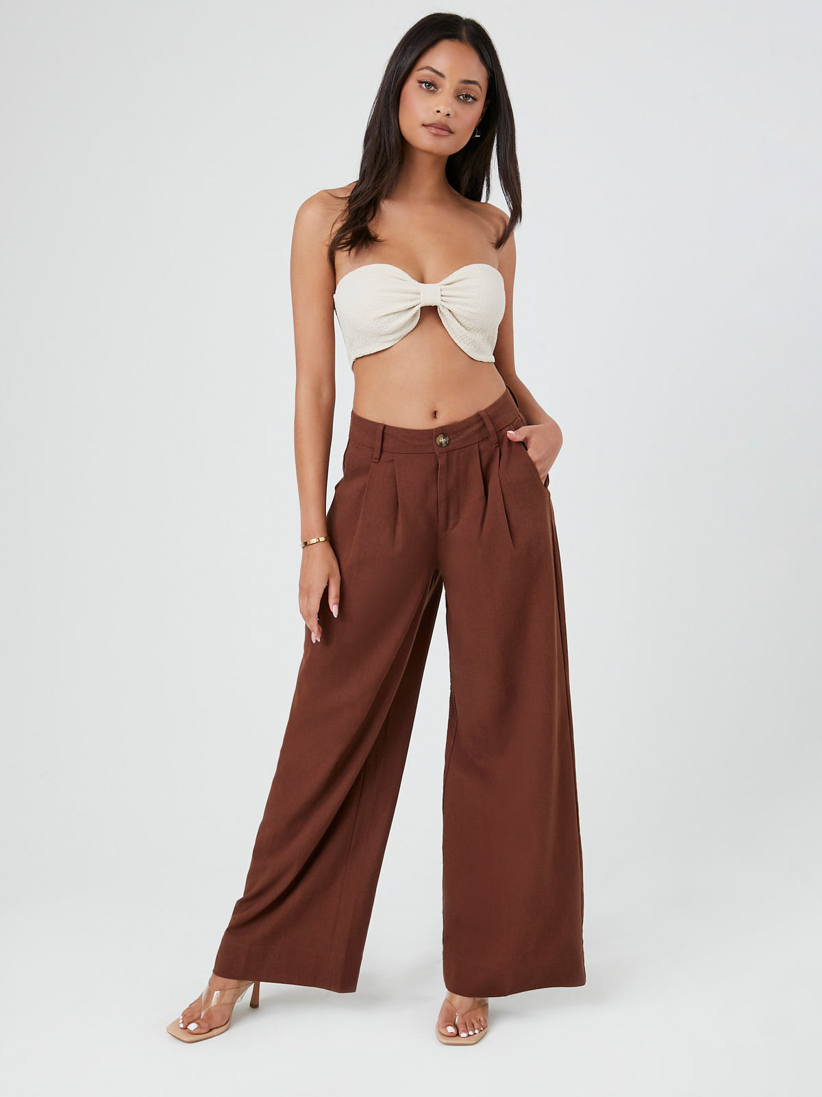 מכנסיים WIDE LEG בשילוב קפלים