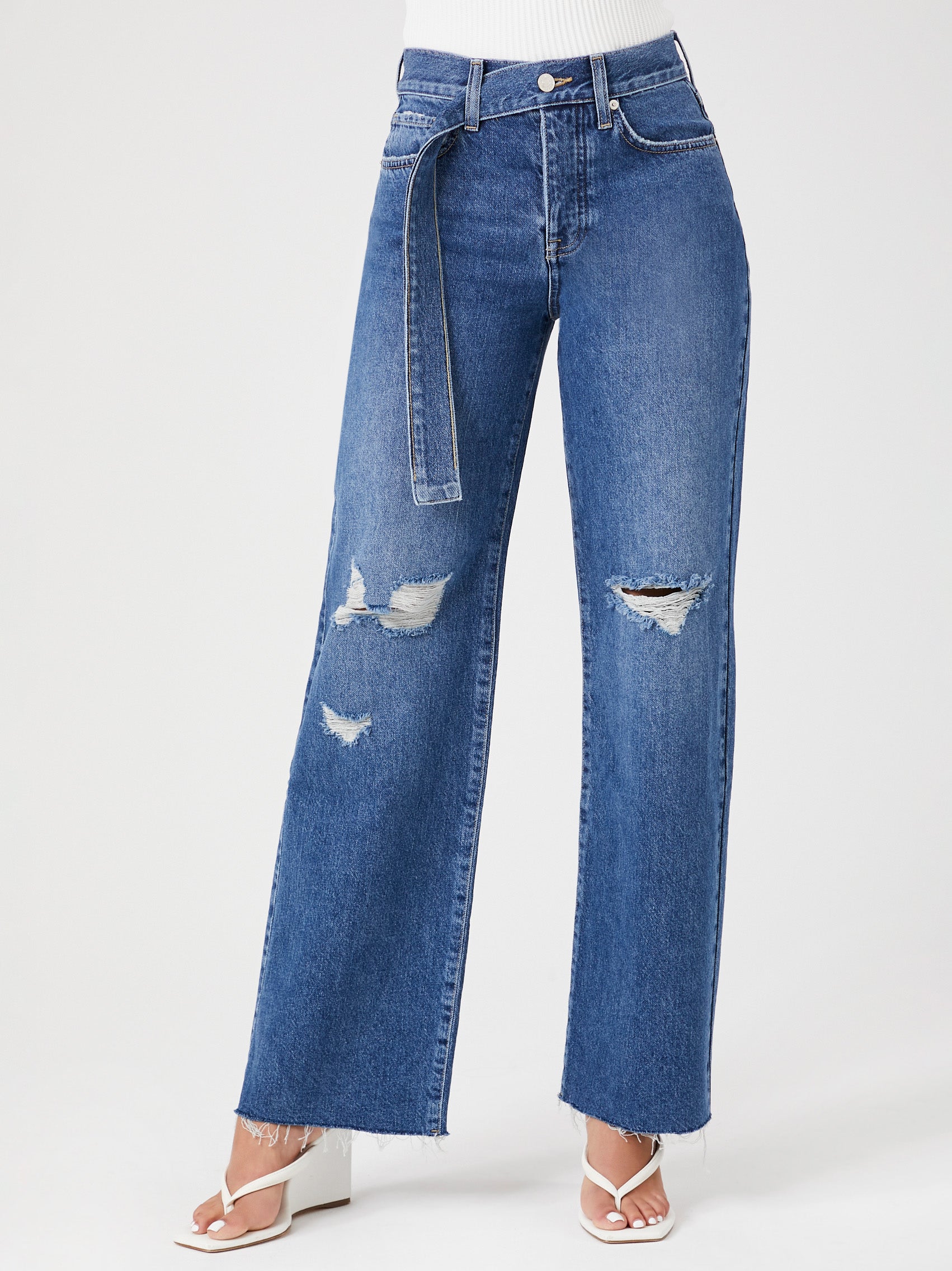 ג'ינס בשילוב חגורת מותן ארוכה- FOREVER 21|פוראבר 21