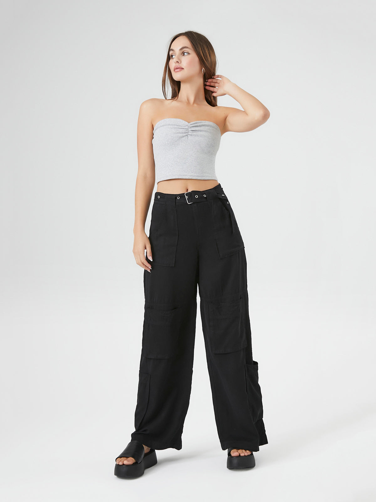 מכנסי דגמ'ח WIDE LEG- FOREVER 21|פוראבר 21
