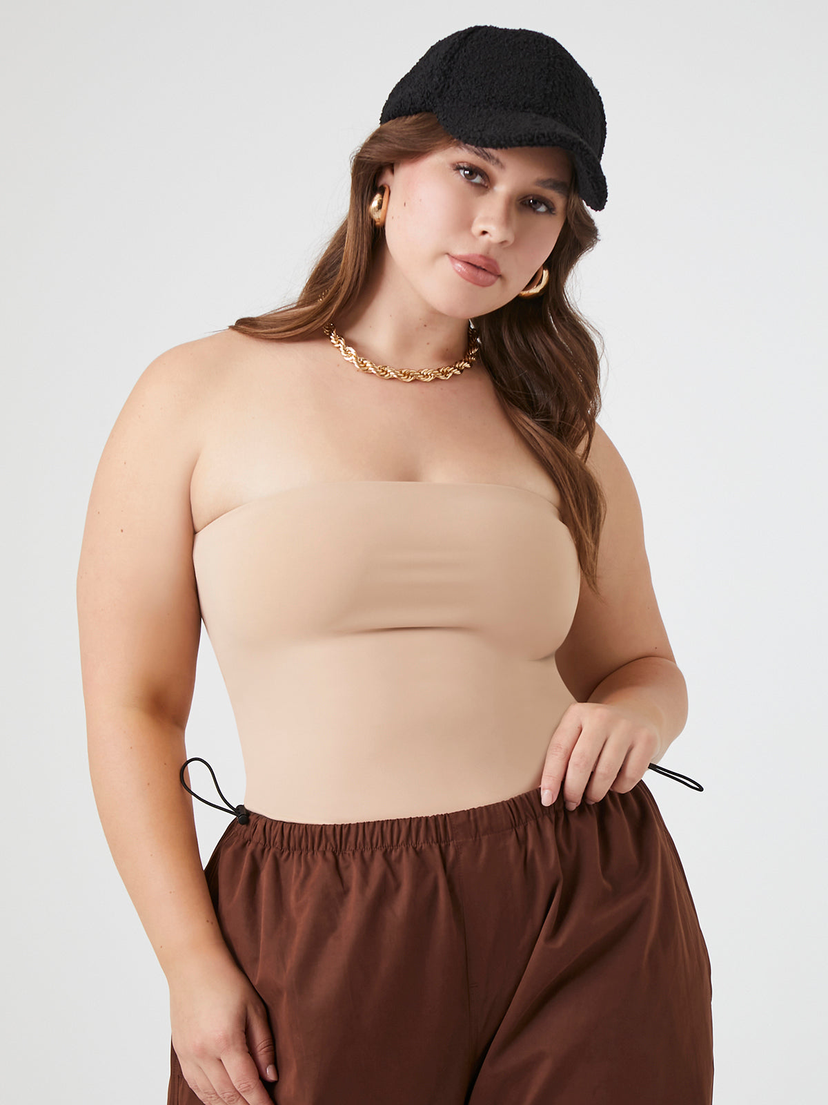 בגד גוף סטרפלס PLUS SIZE- FOREVER 21|פוראבר 21