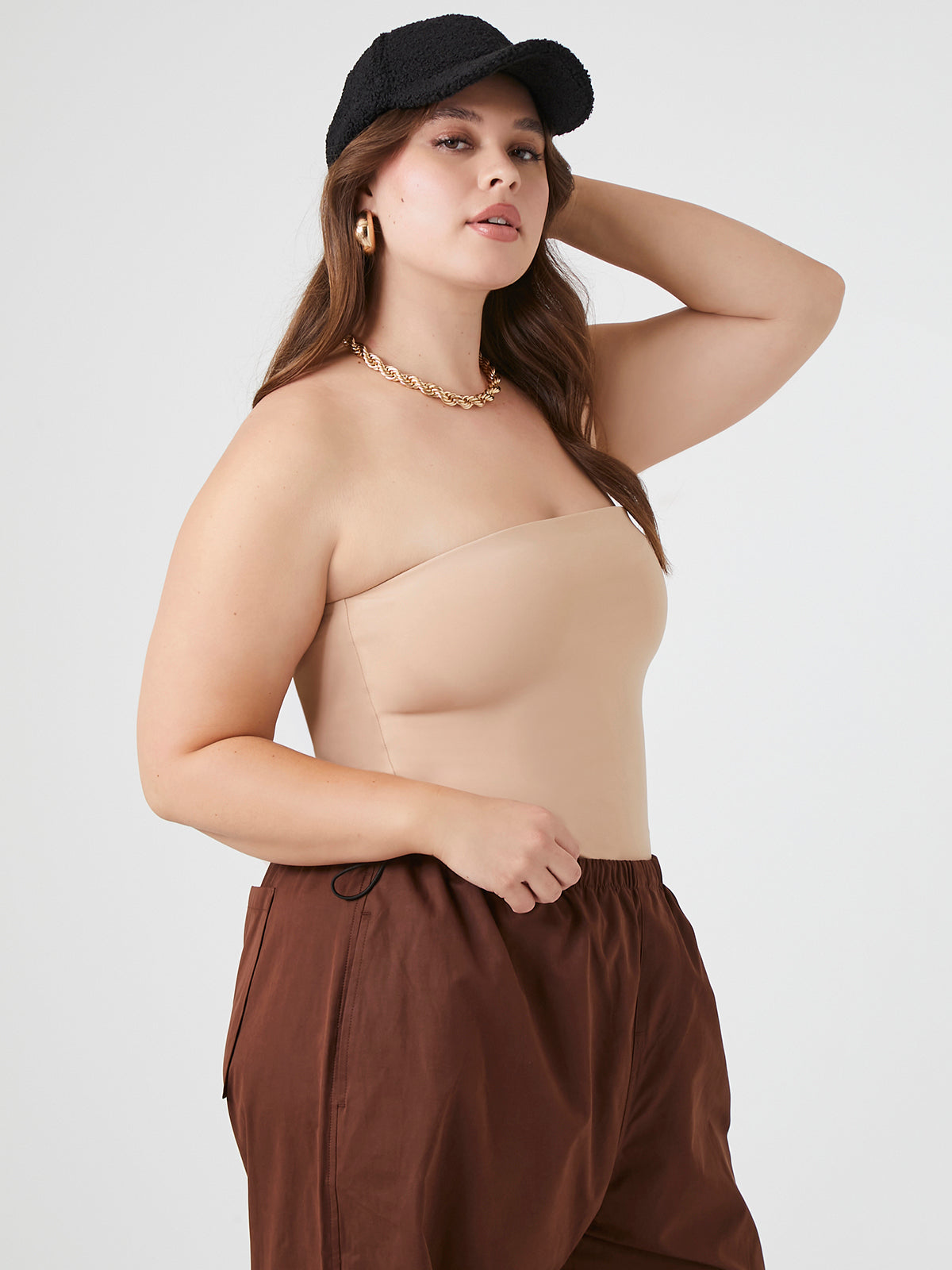 בגד גוף סטרפלס PLUS SIZE- FOREVER 21|פוראבר 21