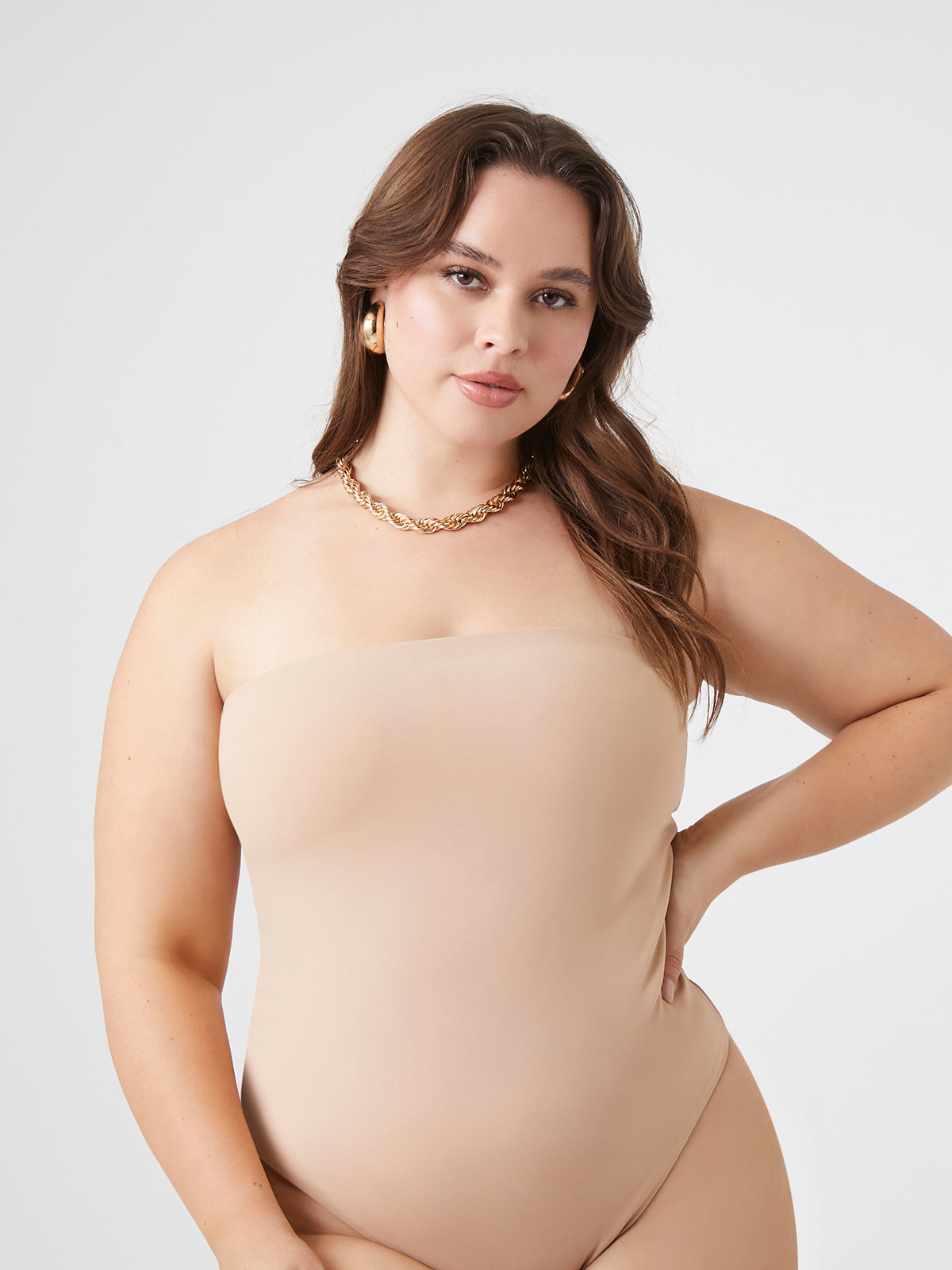 בגד גוף סטרפלס PLUS SIZE- FOREVER 21|פוראבר 21
