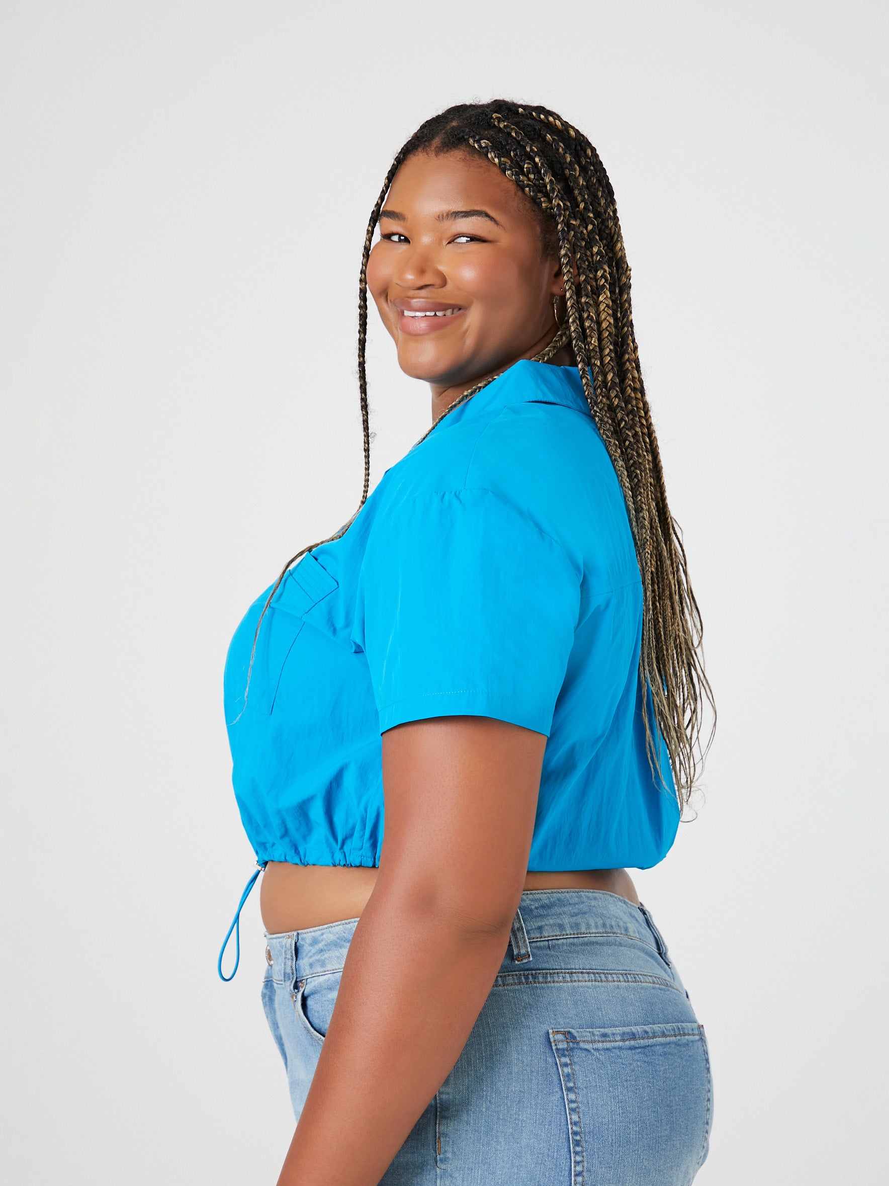 חולצת קרופ מכופתרת PLUS SIZE- FOREVER 21|פוראבר 21