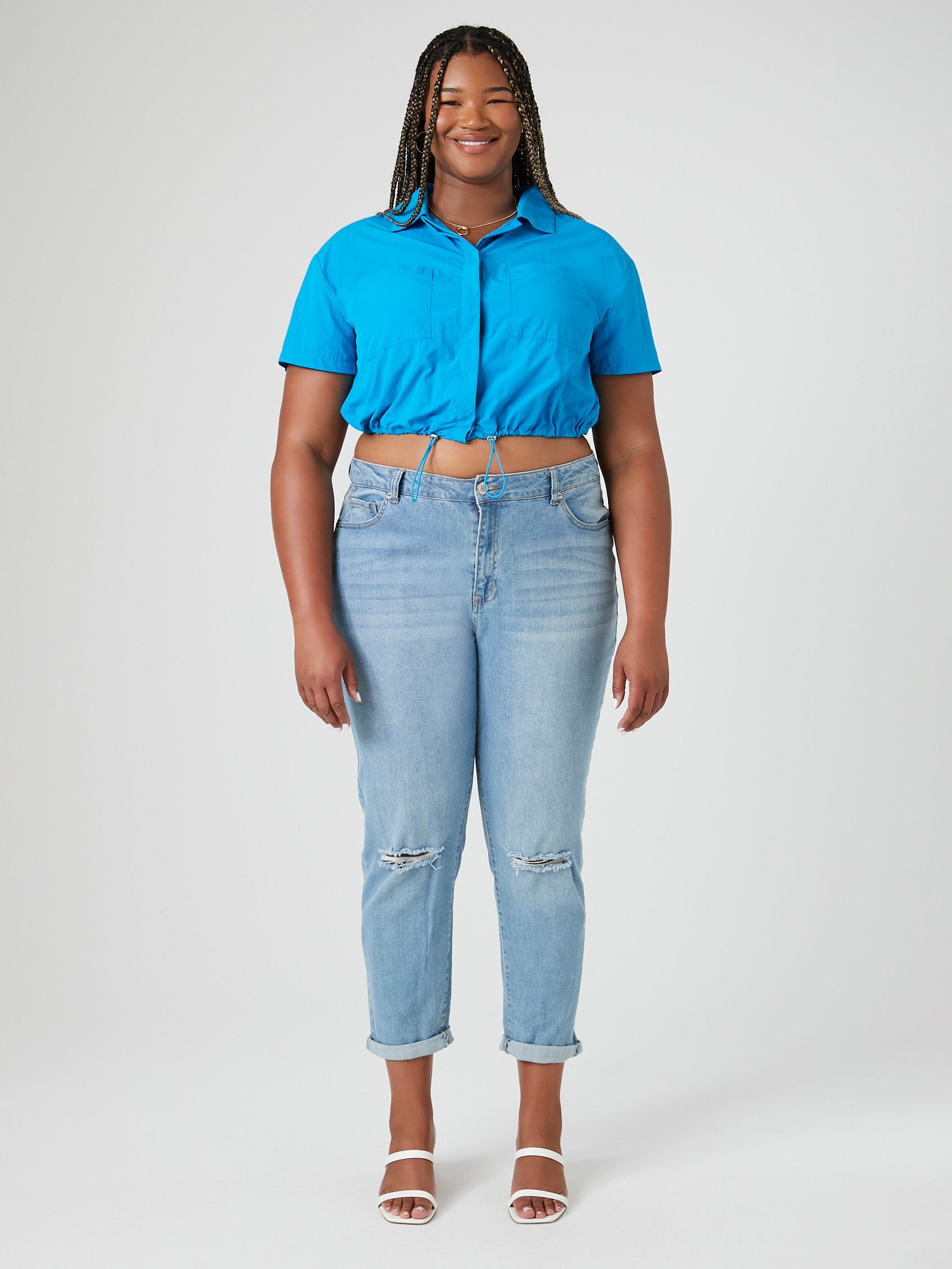 חולצת קרופ מכופתרת PLUS SIZE- FOREVER 21|פוראבר 21