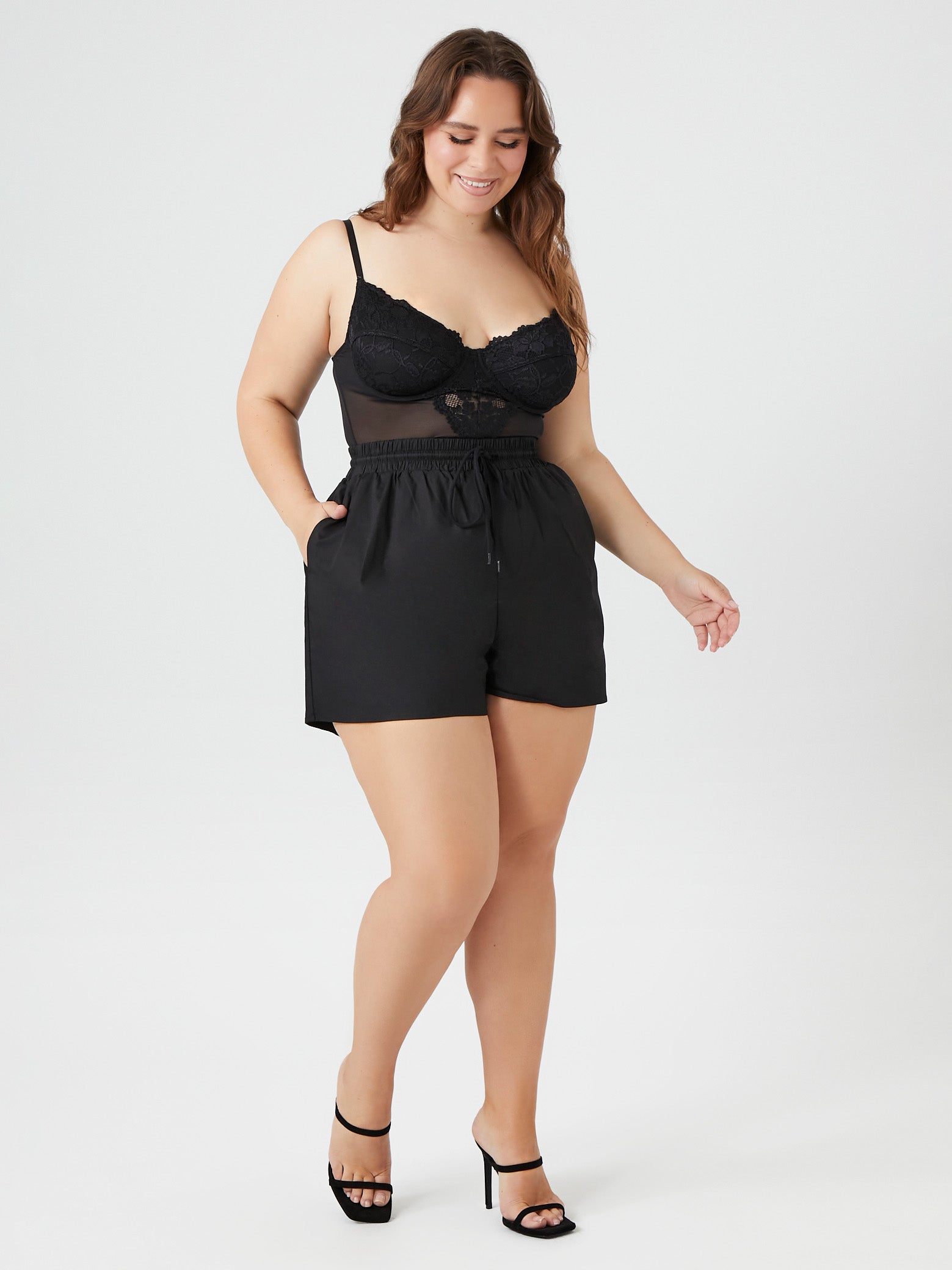 שורט בגזרה גבוהה PLUS SIZE- FOREVER 21|פוראבר 21