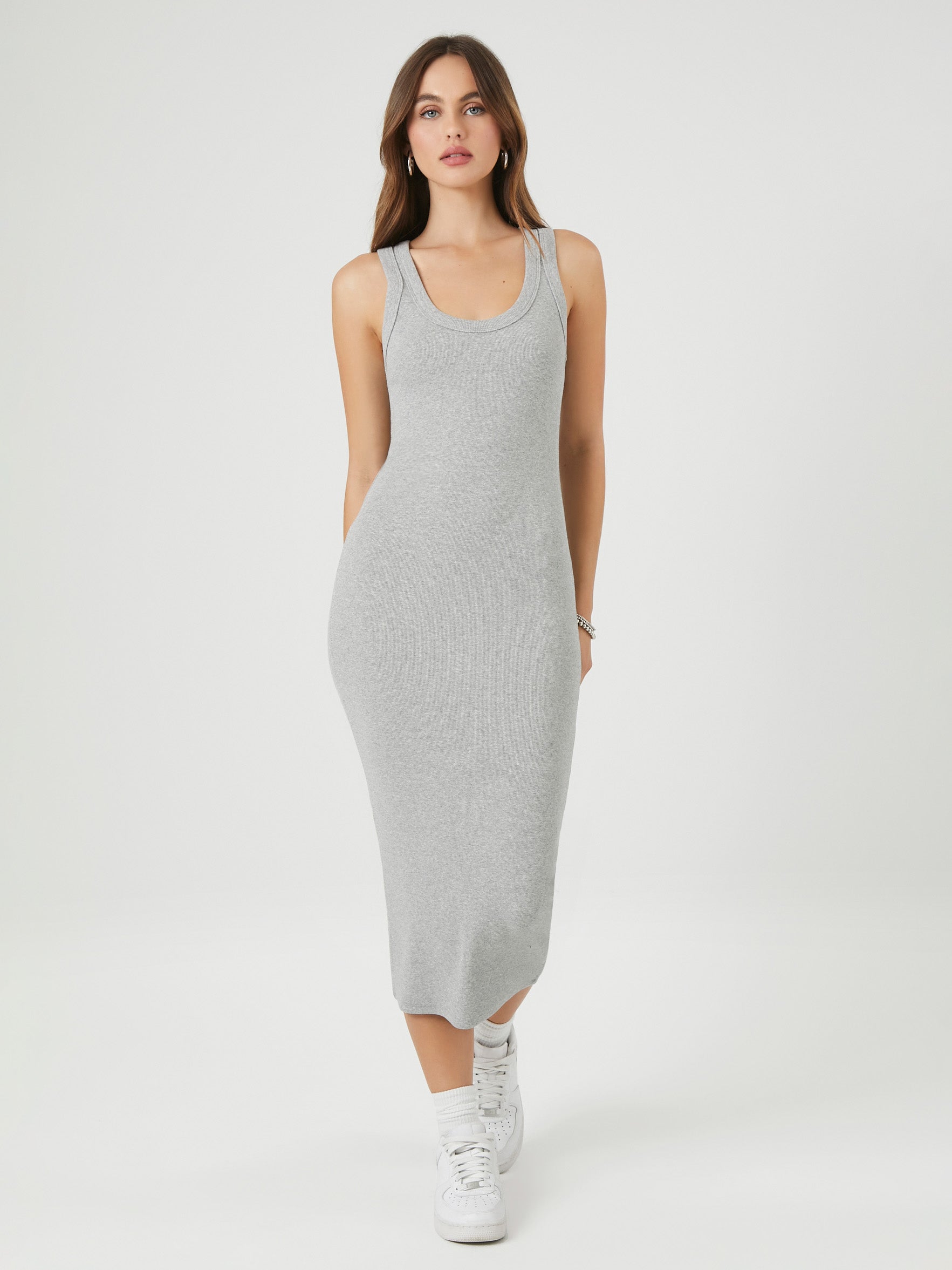שמלת מידי סרוגה בצלעות בגזרת Bodycon- FOREVER 21|פוראבר 21