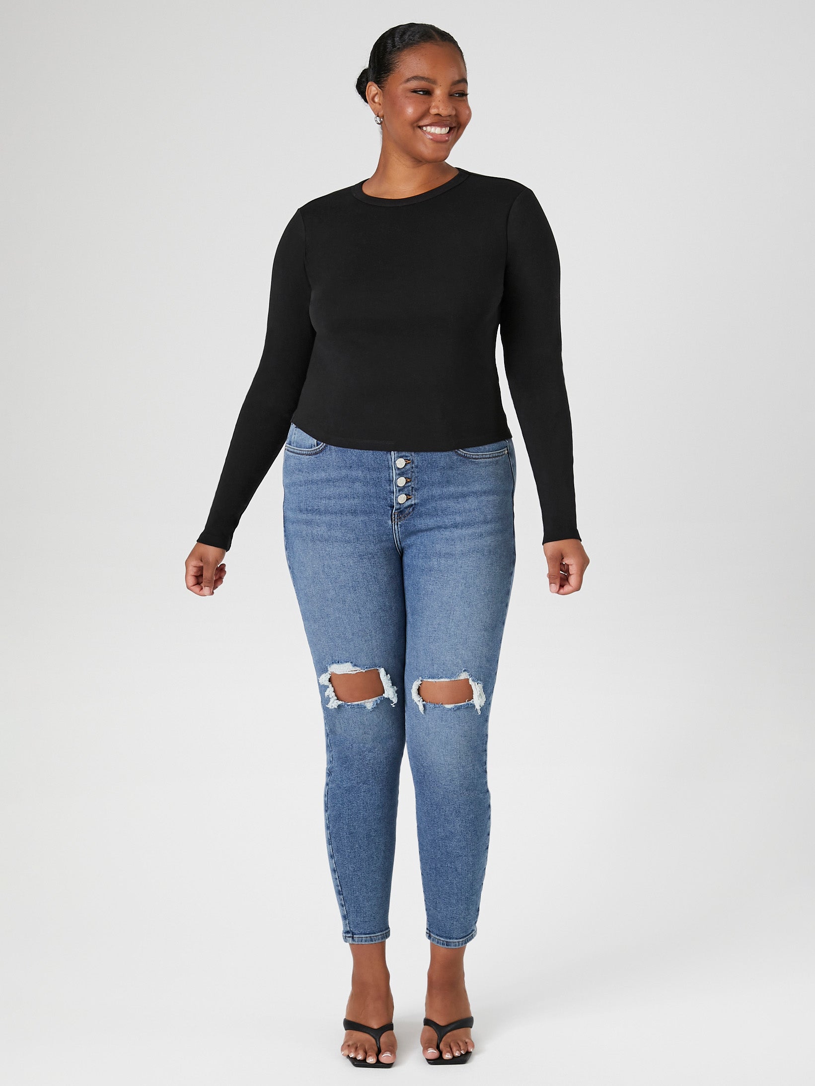 טישרט בייסיק ארוכה PLUS SIZE- FOREVER 21|פוראבר 21