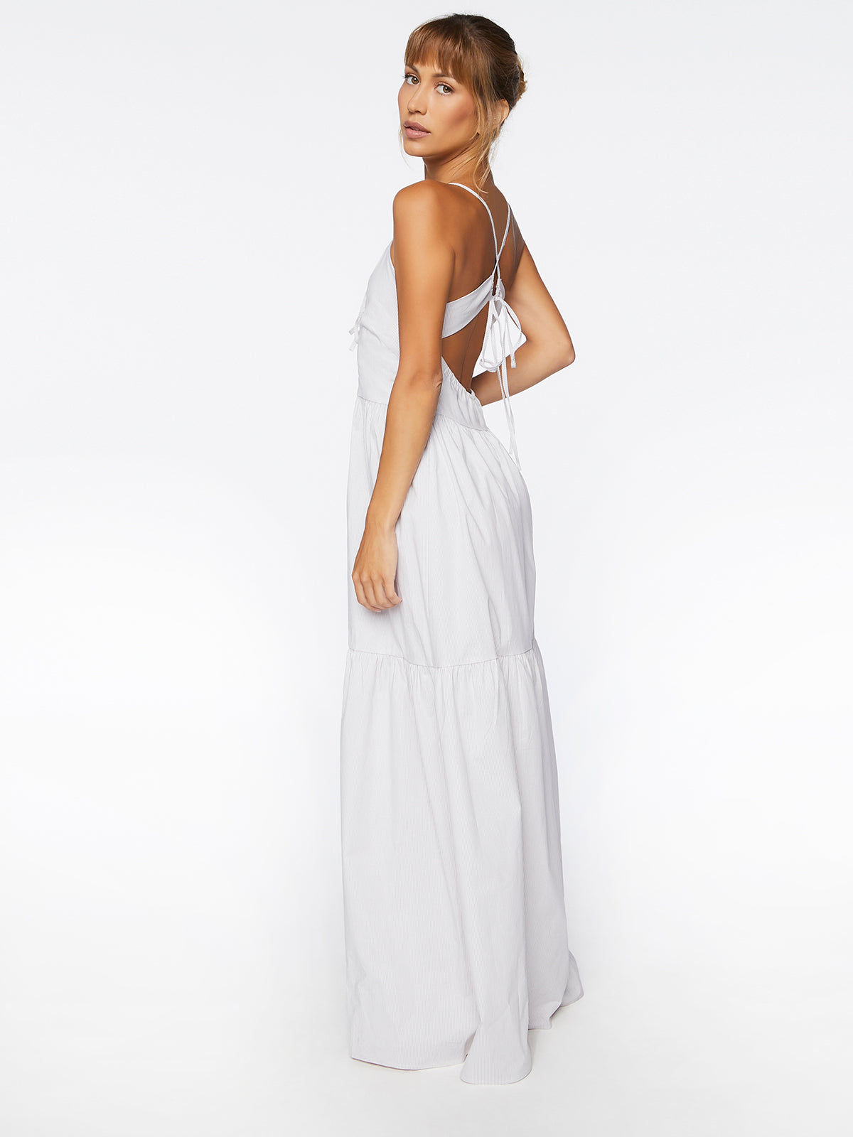 שמלת מקסי פופלין עם הדפס פסים- FOREVER 21|פוראבר 21