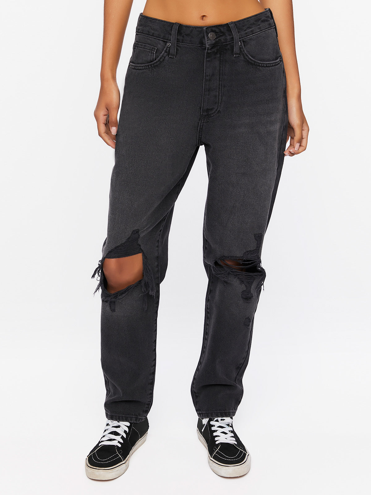 מכנסי ג'ינס בגזרת MOM גבוהה- FOREVER 21|פוראבר 21