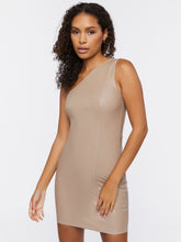 שמלת מיני ONE SHOULDER במראה עור