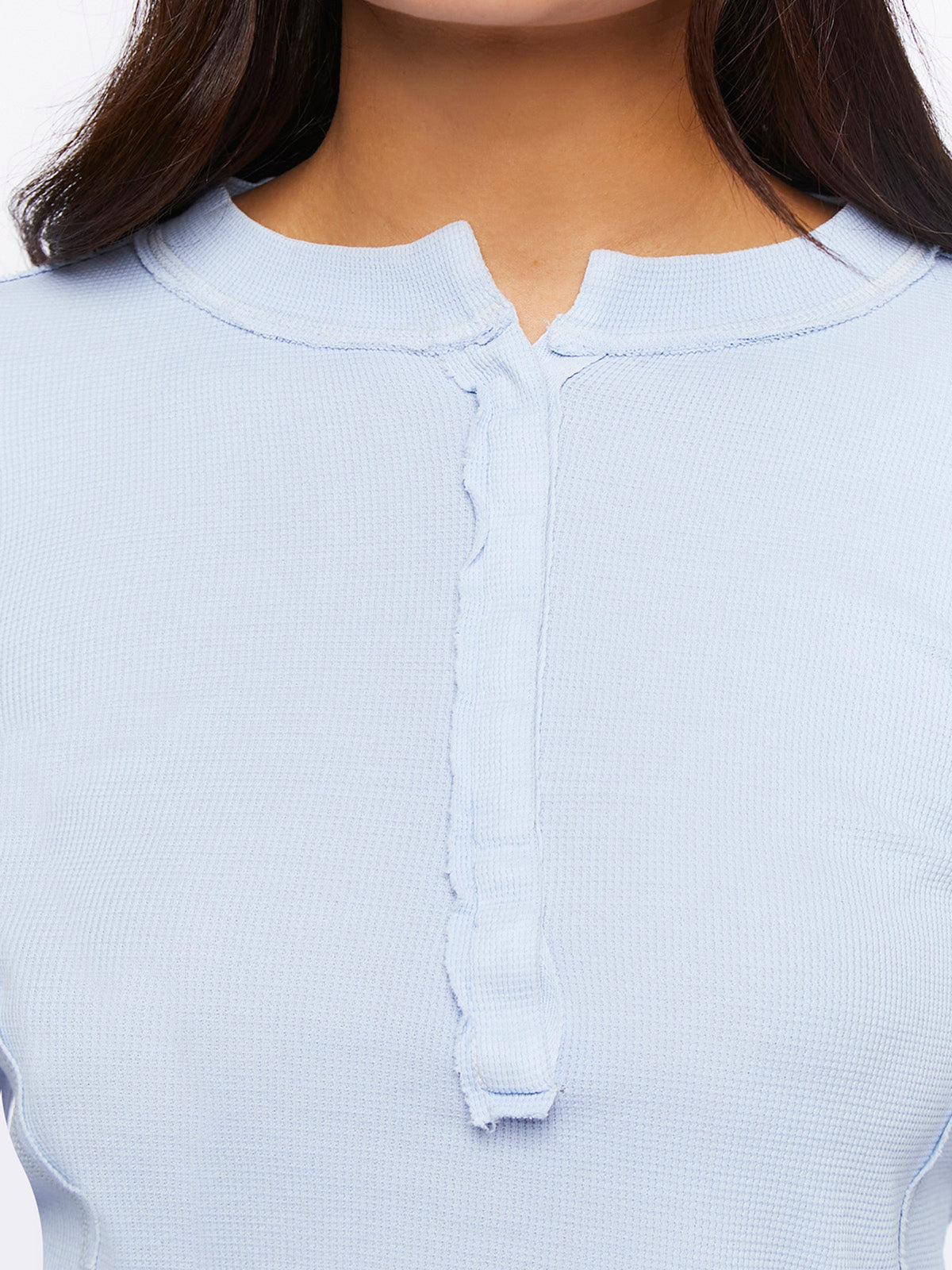 חולצת טי בטקסטורת וופל עם כפתורים- FOREVER 21|פוראבר 21