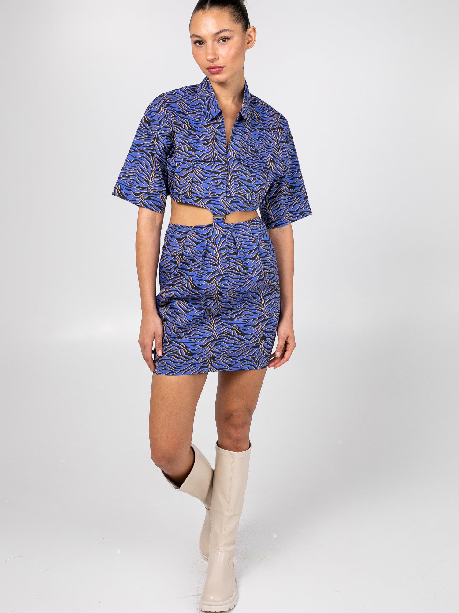 שמלת מיני CUTOUT בהדפס זברה- FOREVER 21|פוראבר 21