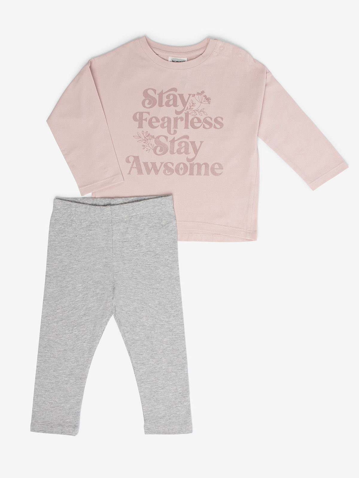 סט חולצה ארוכה עם כיתוב וטייץ / תינוקות וילדות- MINENE|מיננה