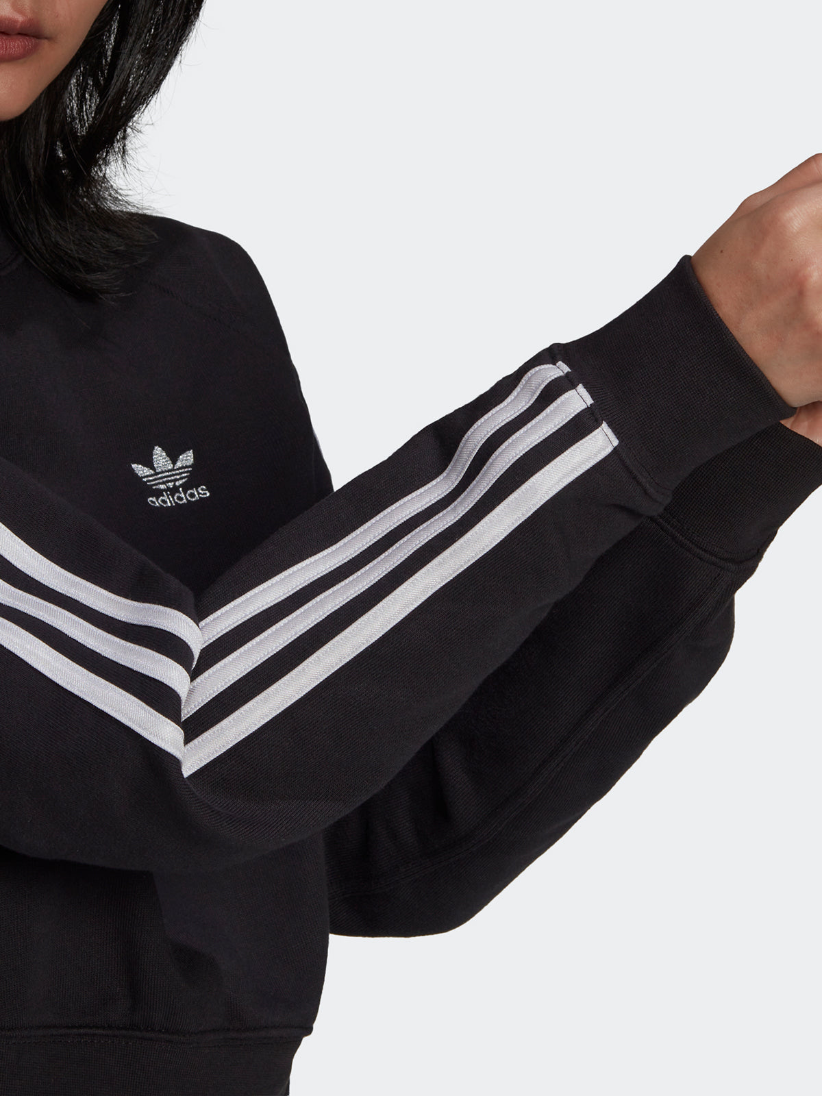 סווטשירט קרופ עם לוגו רקום- Adidas Originals|אדידס אוריג'ינלס