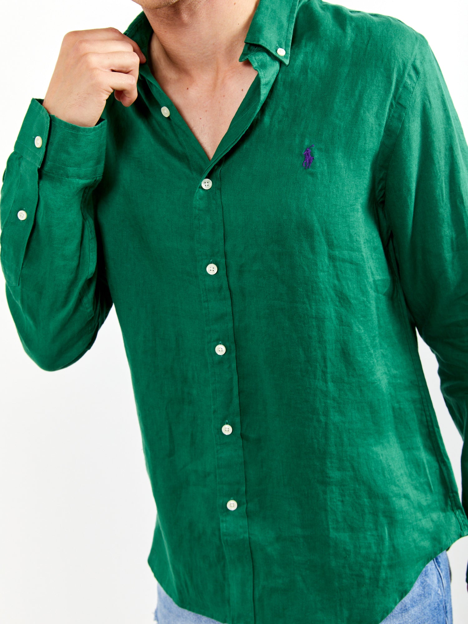 חולצת פשתן מכופתרת בגזרת SLIM FIT- Polo Ralph Lauren|פולו ראלף לורן 