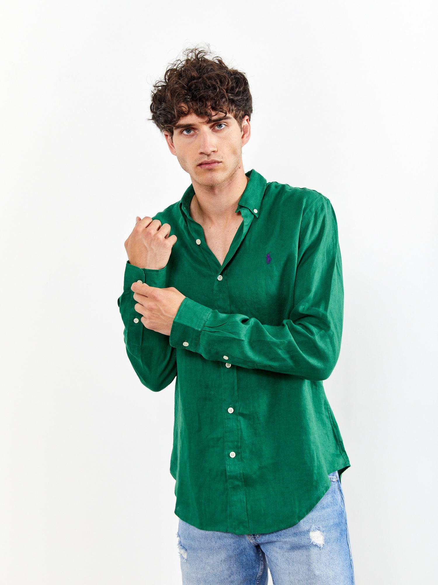 חולצת פשתן מכופתרת בגזרת SLIM FIT- Polo Ralph Lauren|פולו ראלף לורן 