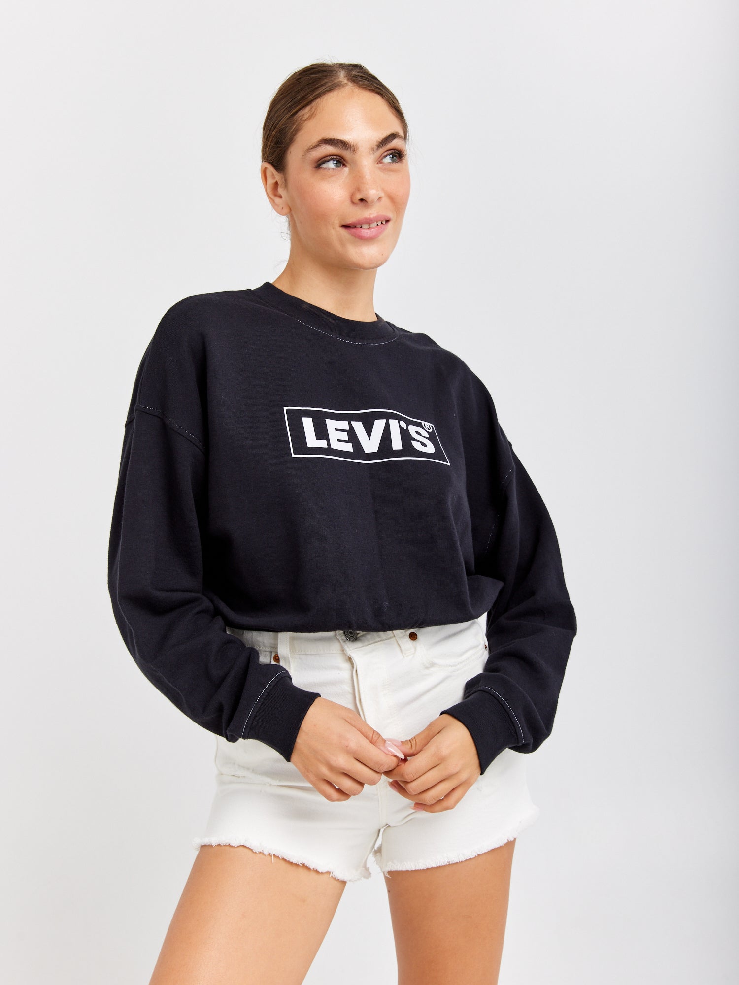 סווטשירט בגזרת קרופ עם לוגו- Levi's|ליוויס