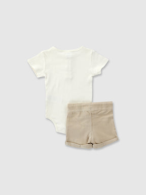 סט בגד גוף ומכנסי ריב קצרים / תינוקות