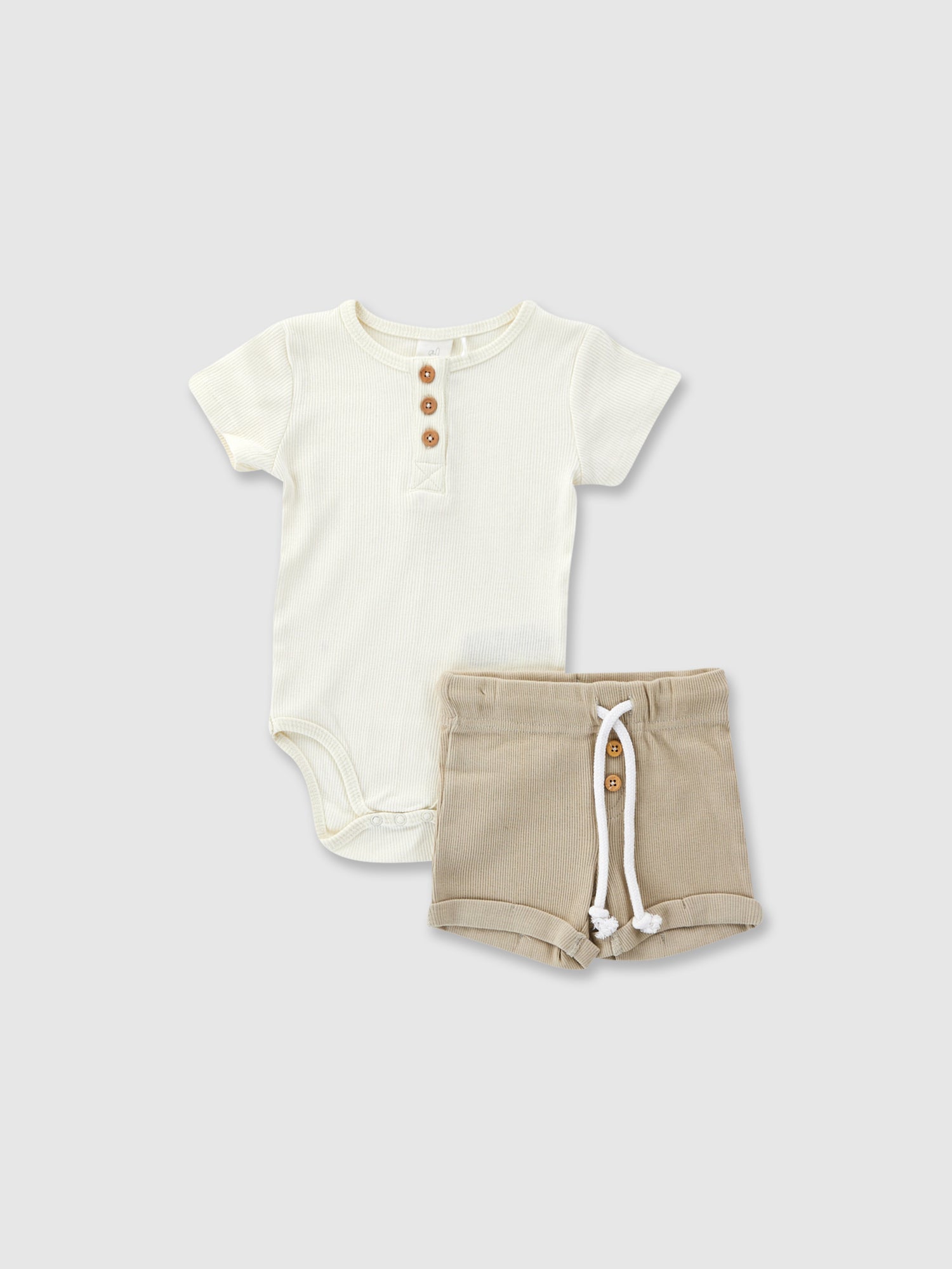 סט בגד גוף ומכנסי ריב קצרים / תינוקות- Borderline|בורדרליין
