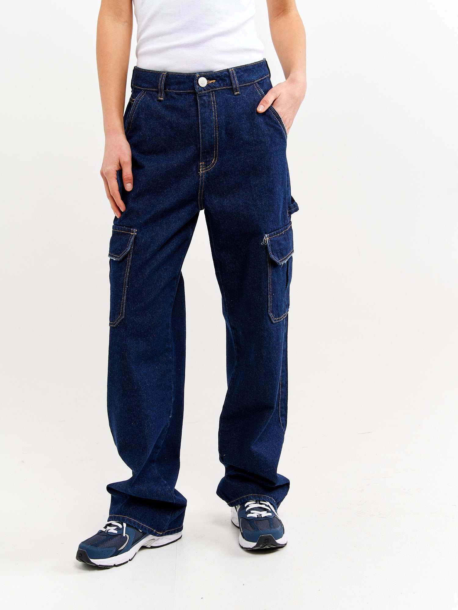 ג'ינס CARGO בגזרה ישרה וגבוהה- Style River|סטייל ריבר