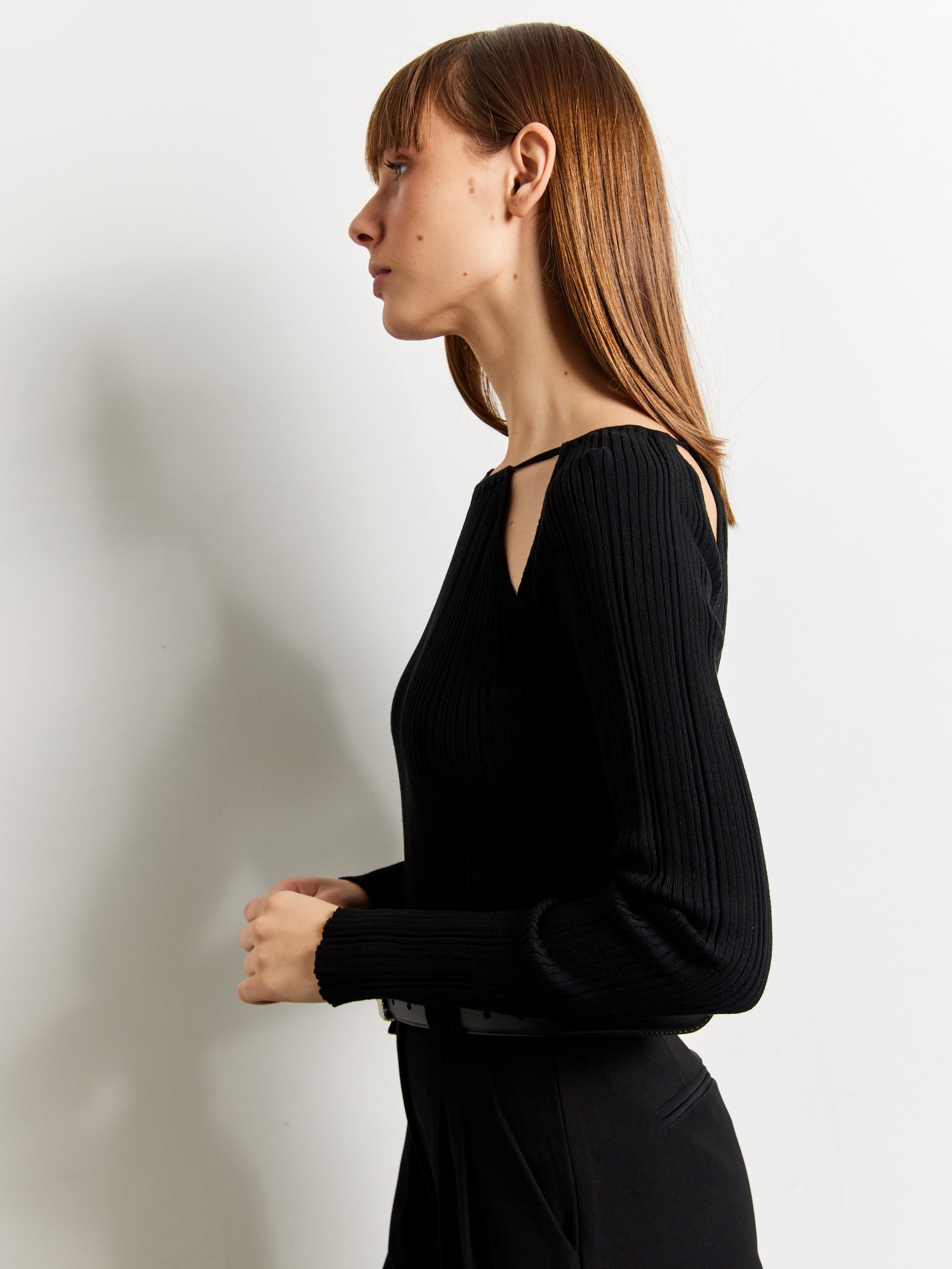 חולצת סריג ריב עם פתחים קדמיים / נשים- Style River|סטייל ריבר
