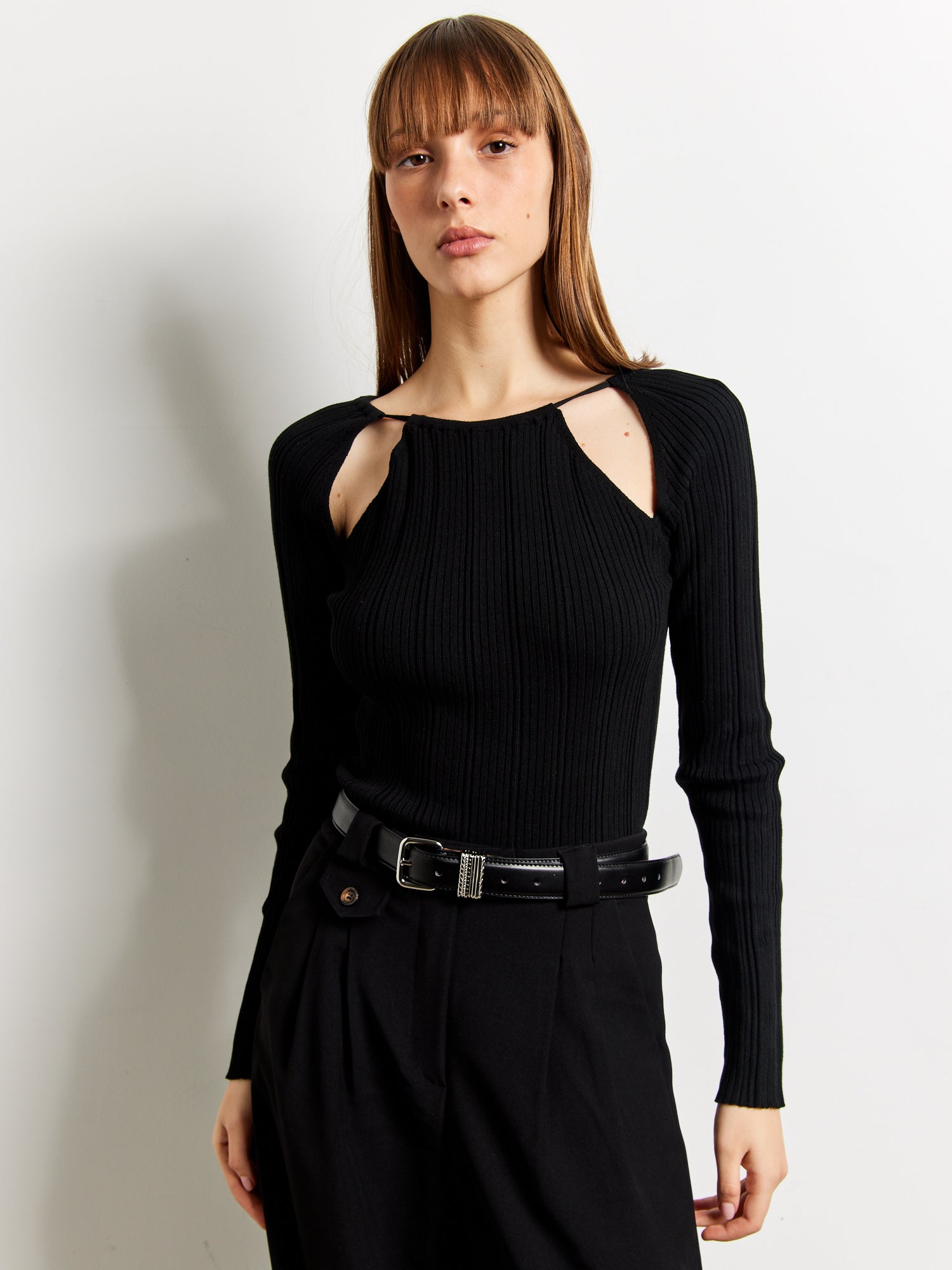 חולצת סריג ריב עם פתחים קדמיים / נשים- Style River|סטייל ריבר