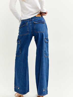 מכנסי ג'ינס CARGO בגזרה ישרה JANKA POLLIANI X NA-KD