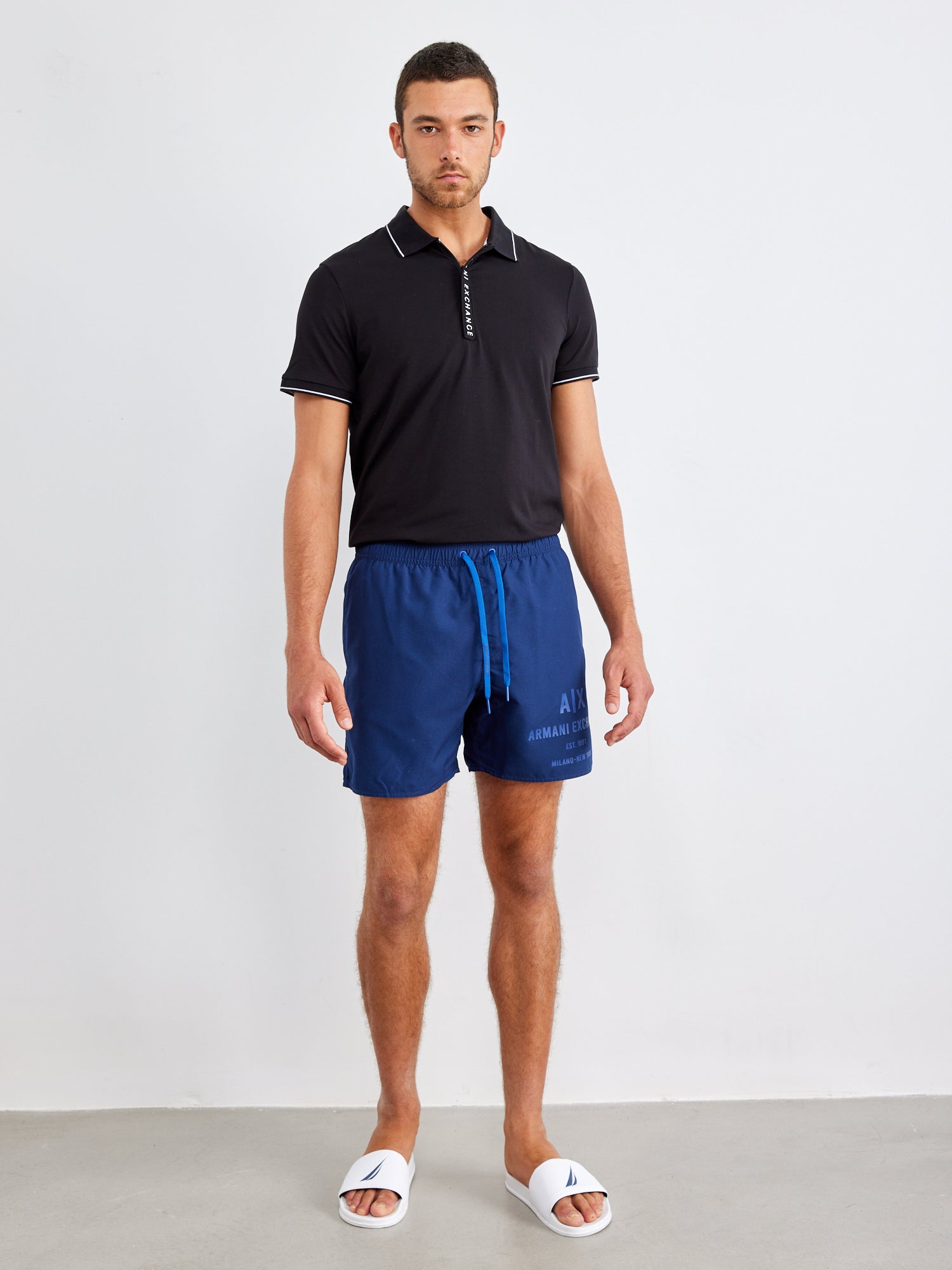 מכנסי בגד ים עם הדפס לוגו- ARMANI EXCHANGE|ארמני אקסצ'ינג