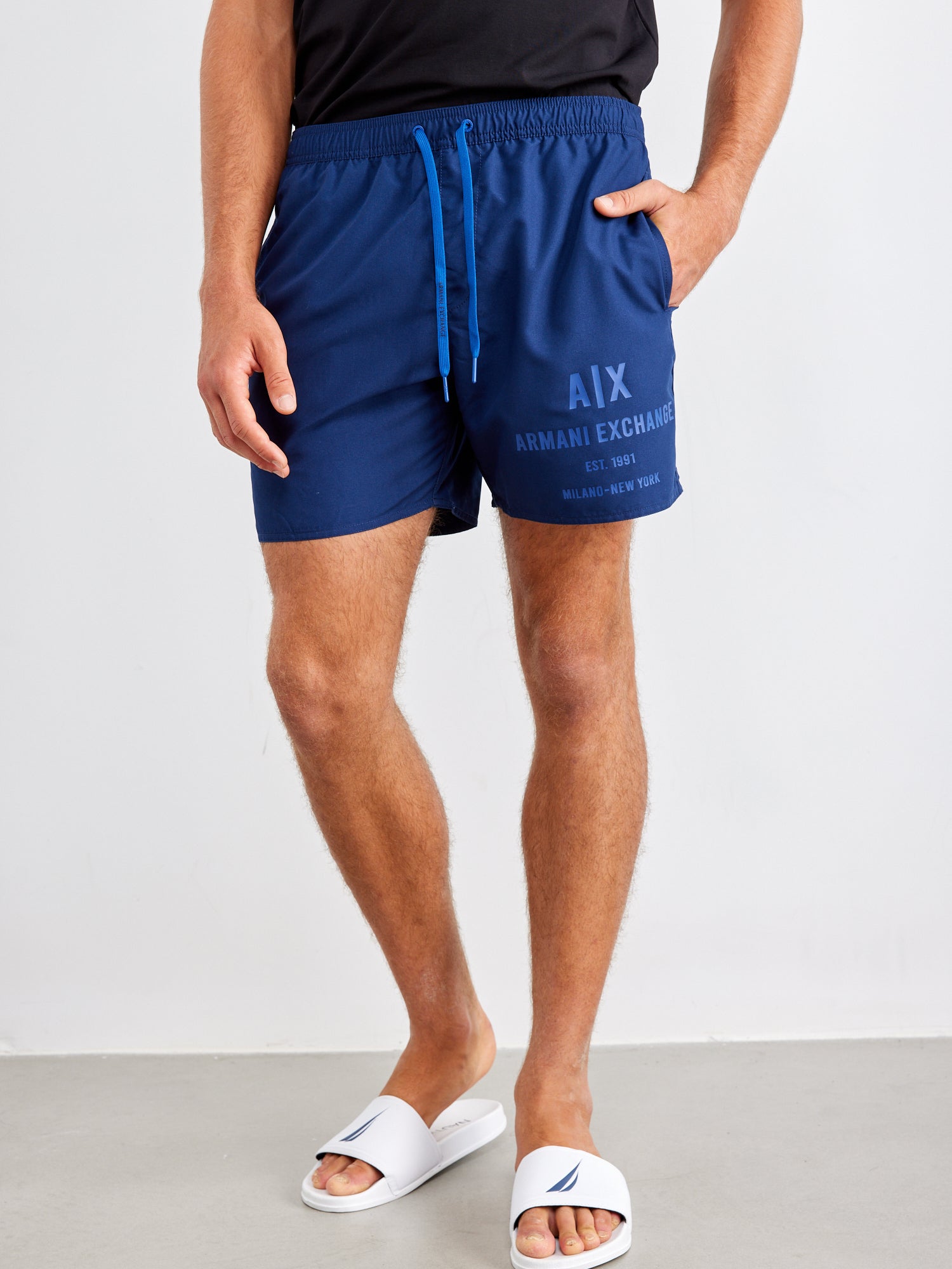 מכנסי בגד ים עם הדפס לוגו- ARMANI EXCHANGE|ארמני אקסצ'ינג