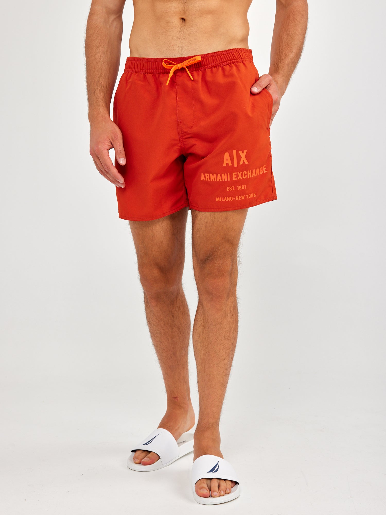 מכנסי בגד ים עם הדפס לוגו- ARMANI EXCHANGE|ארמני אקסצ'ינג