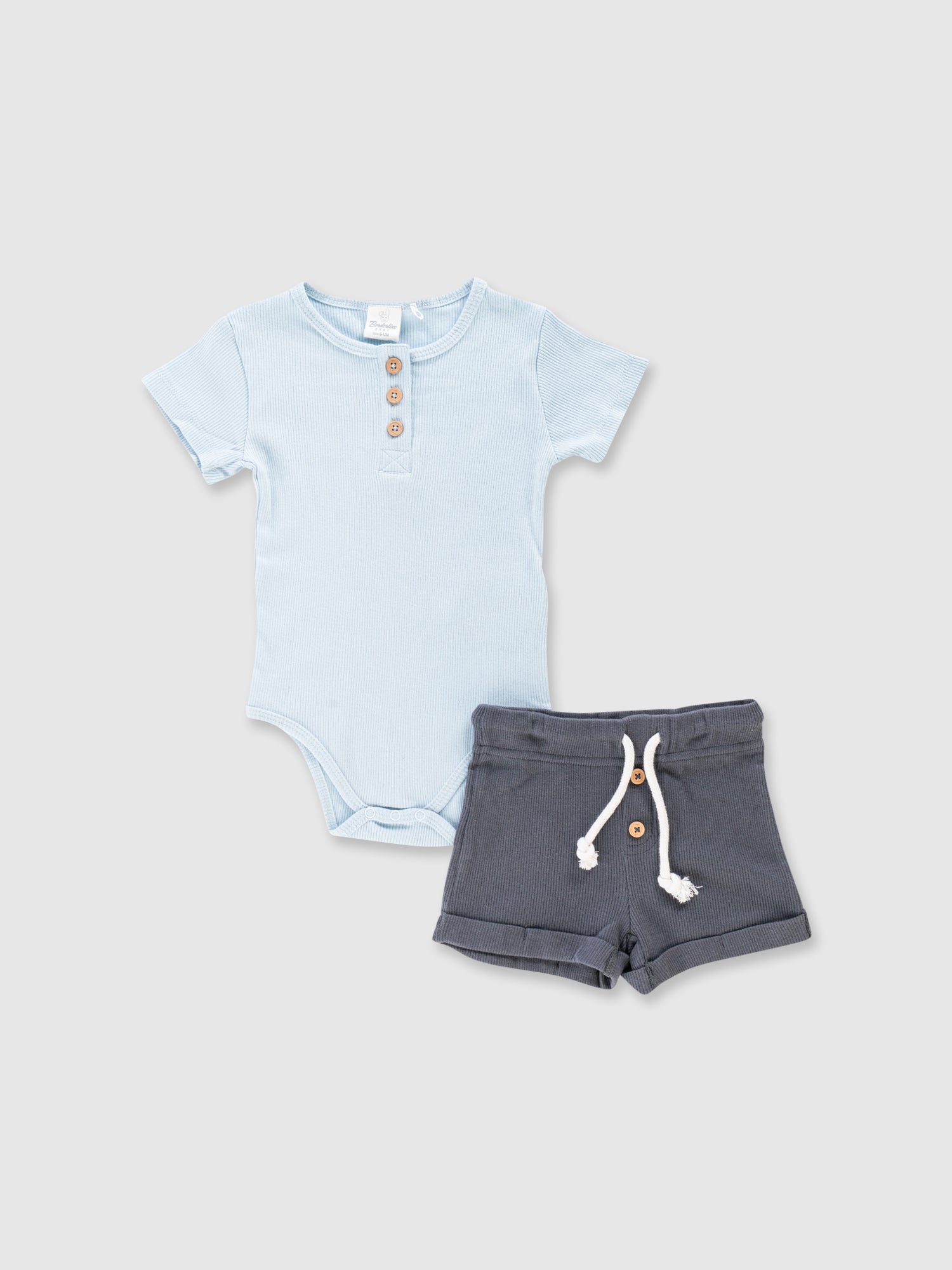 סט בגד גוף ומכנסי ריב קצרים / תינוקות- Borderline|בורדרליין