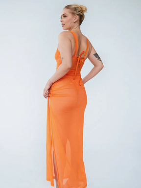 שמלת מקסי כתף אחת מבד מש Melissa Bentsen x NA-KD