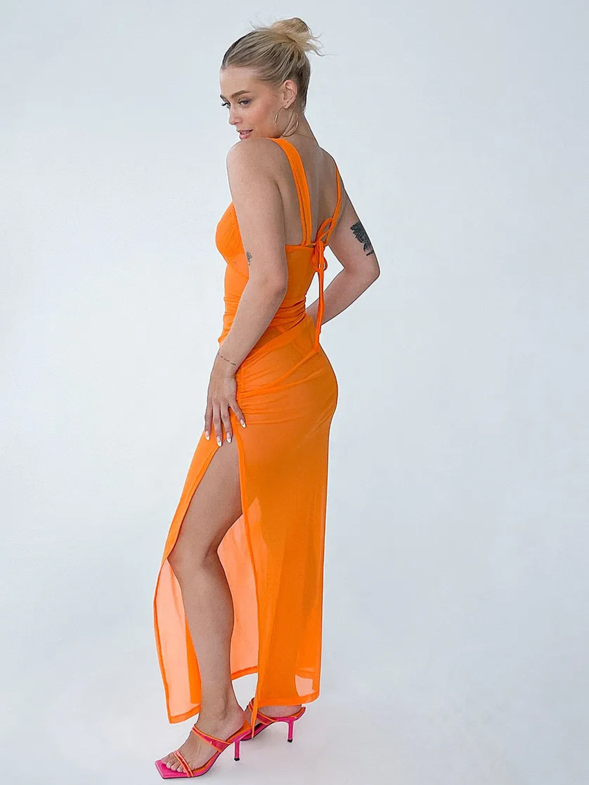 שמלת מקסי כתף אחת מבד מש Melissa Bentsen x NA-KD- NA-KD|נייקד